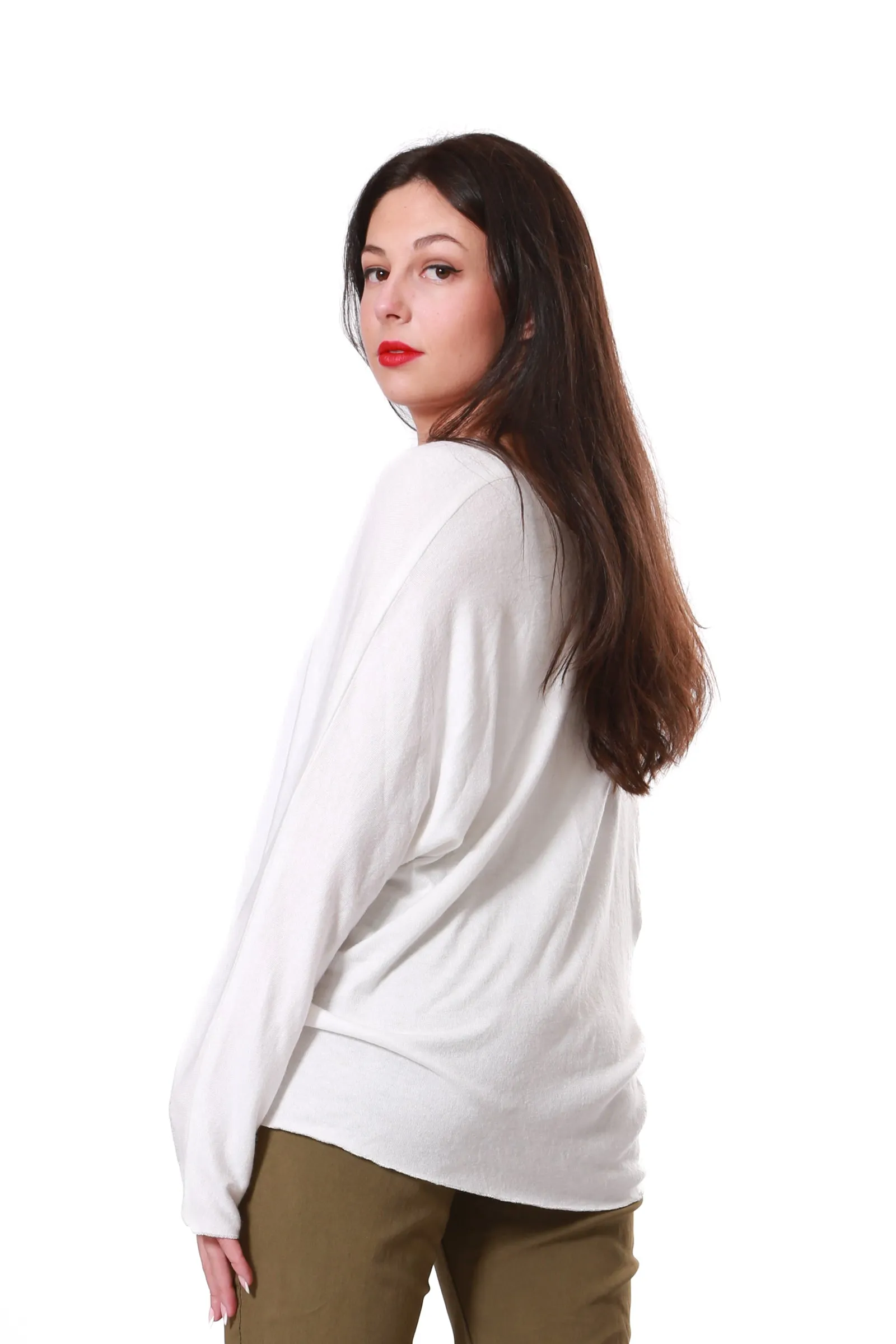 Made in Italy Ultra soft Italian viscose knit with silver edges- White