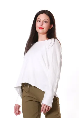 Made in Italy Ultra soft Italian viscose knit with silver edges- White