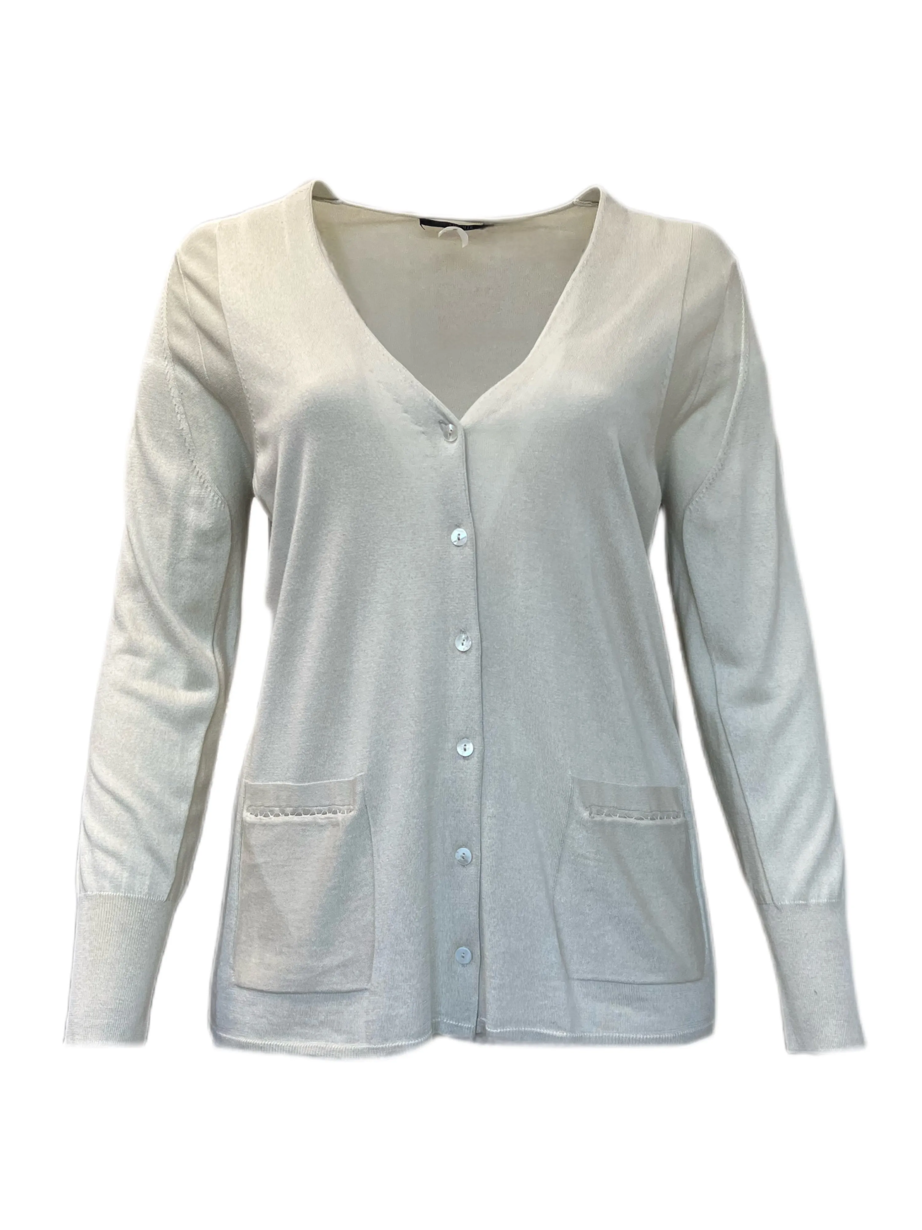 MARINA RINALDI Women's Mix Silk Cardigan W/Pockets $610 NWT