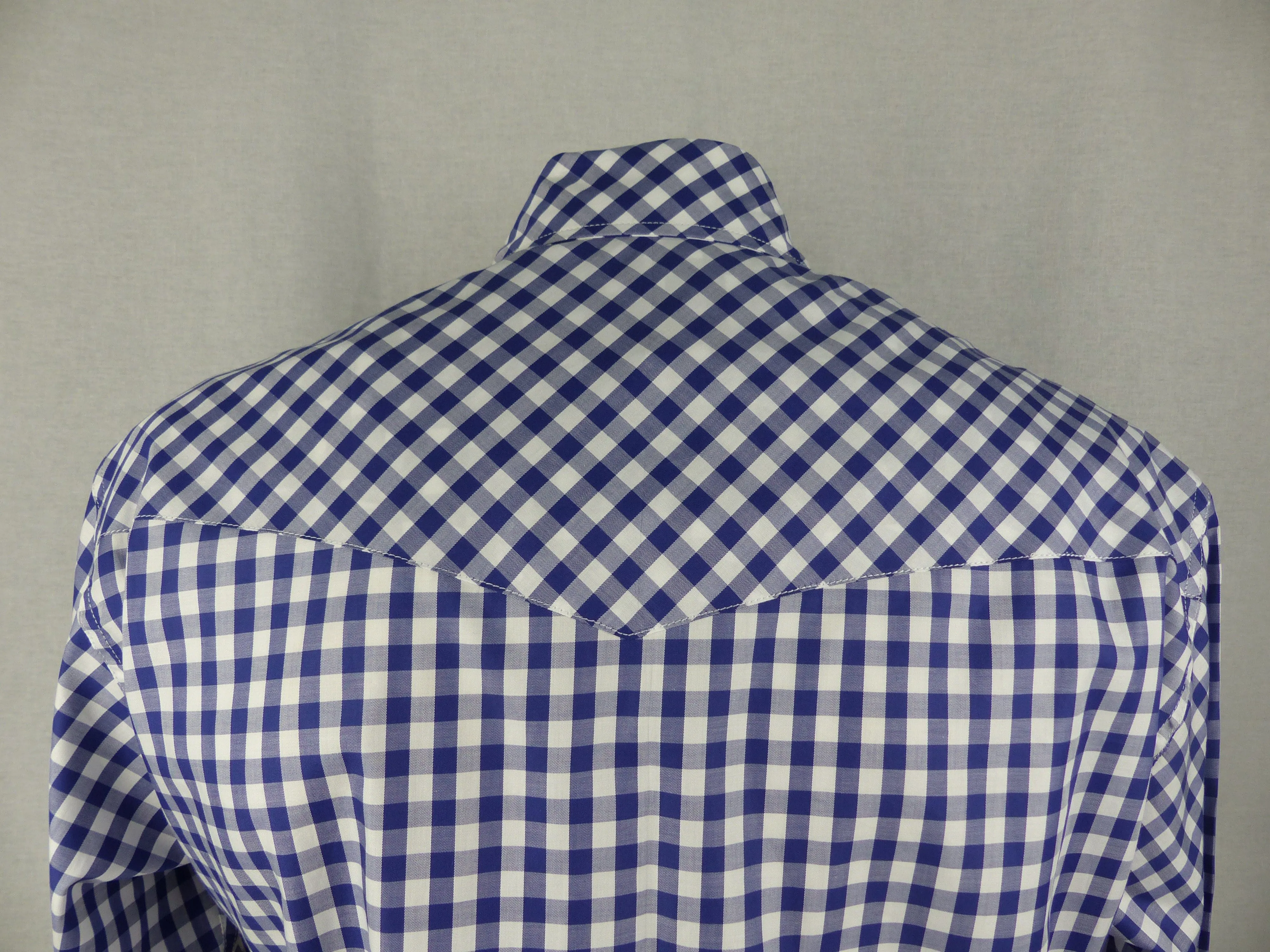 Men's Blue and White Gingham Italian Cotton- FINAL SALE
