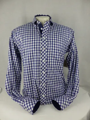 Men's Blue and White Gingham Italian Cotton- FINAL SALE