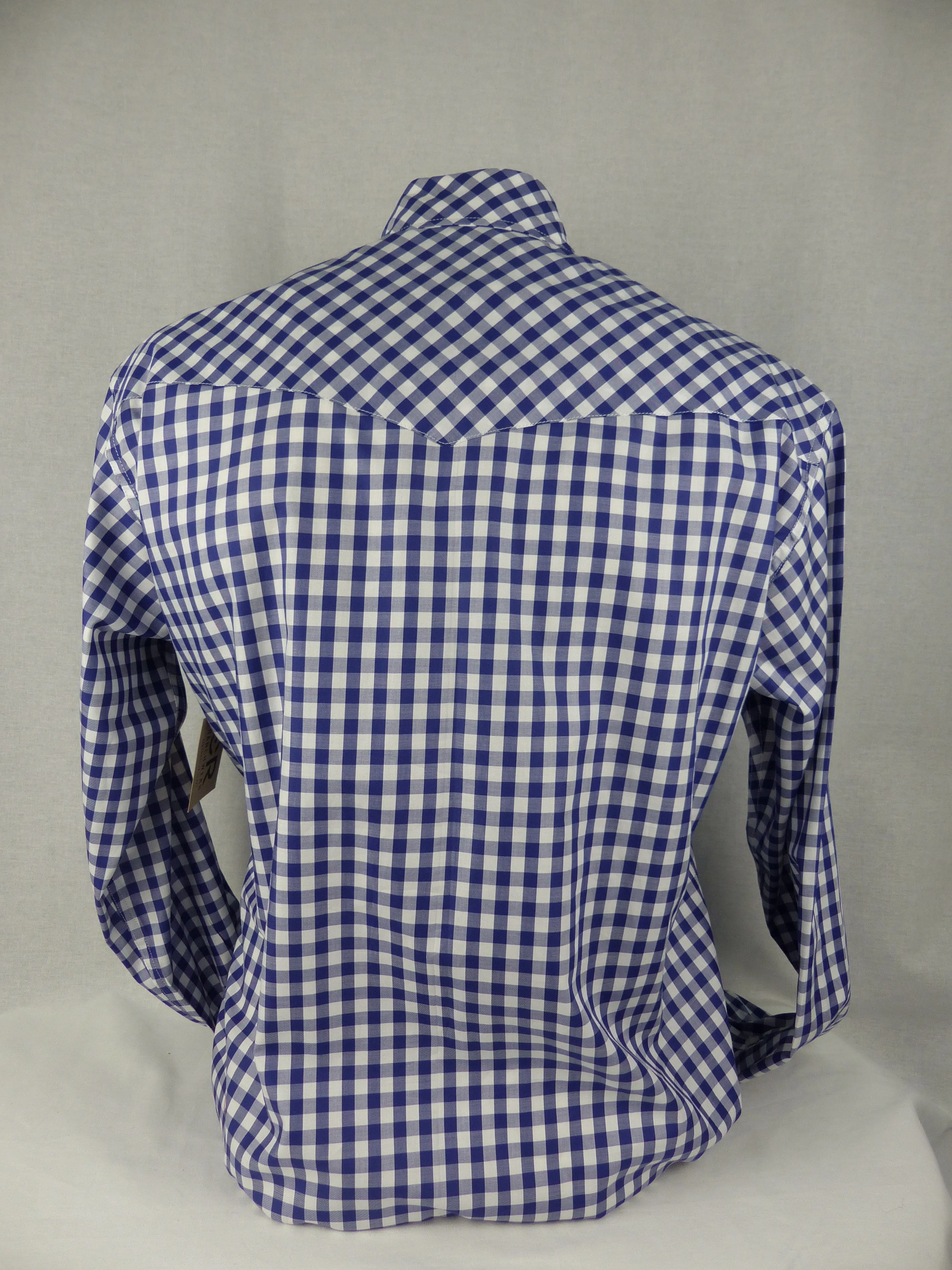 Men's Blue and White Gingham Italian Cotton- FINAL SALE