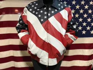 Michael Hoban WHERE MI 90’s Vintage Leather USA Flag Jacket