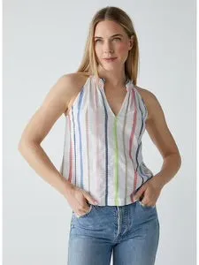 MICHAEL STARS- Leslie Split Neck Top White Combo