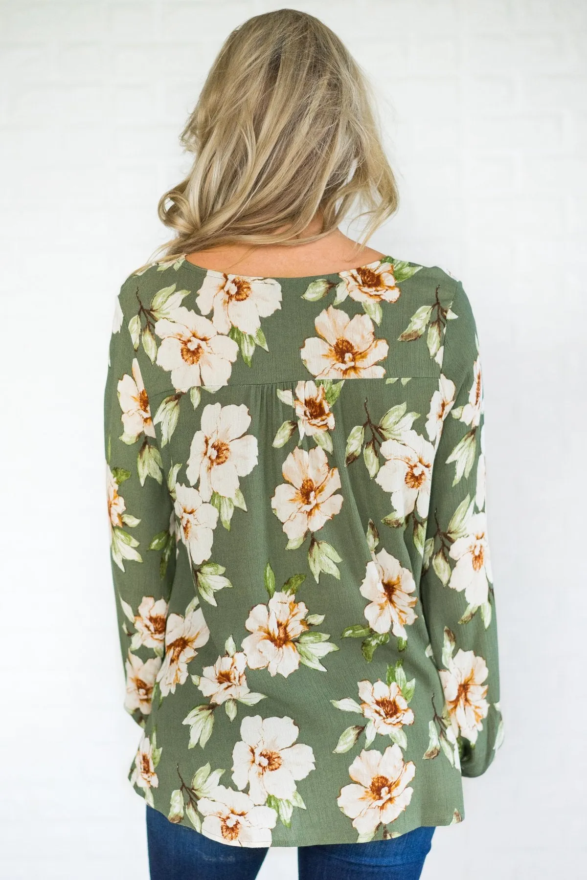 My Happy Ending Floral Top - Deep Green