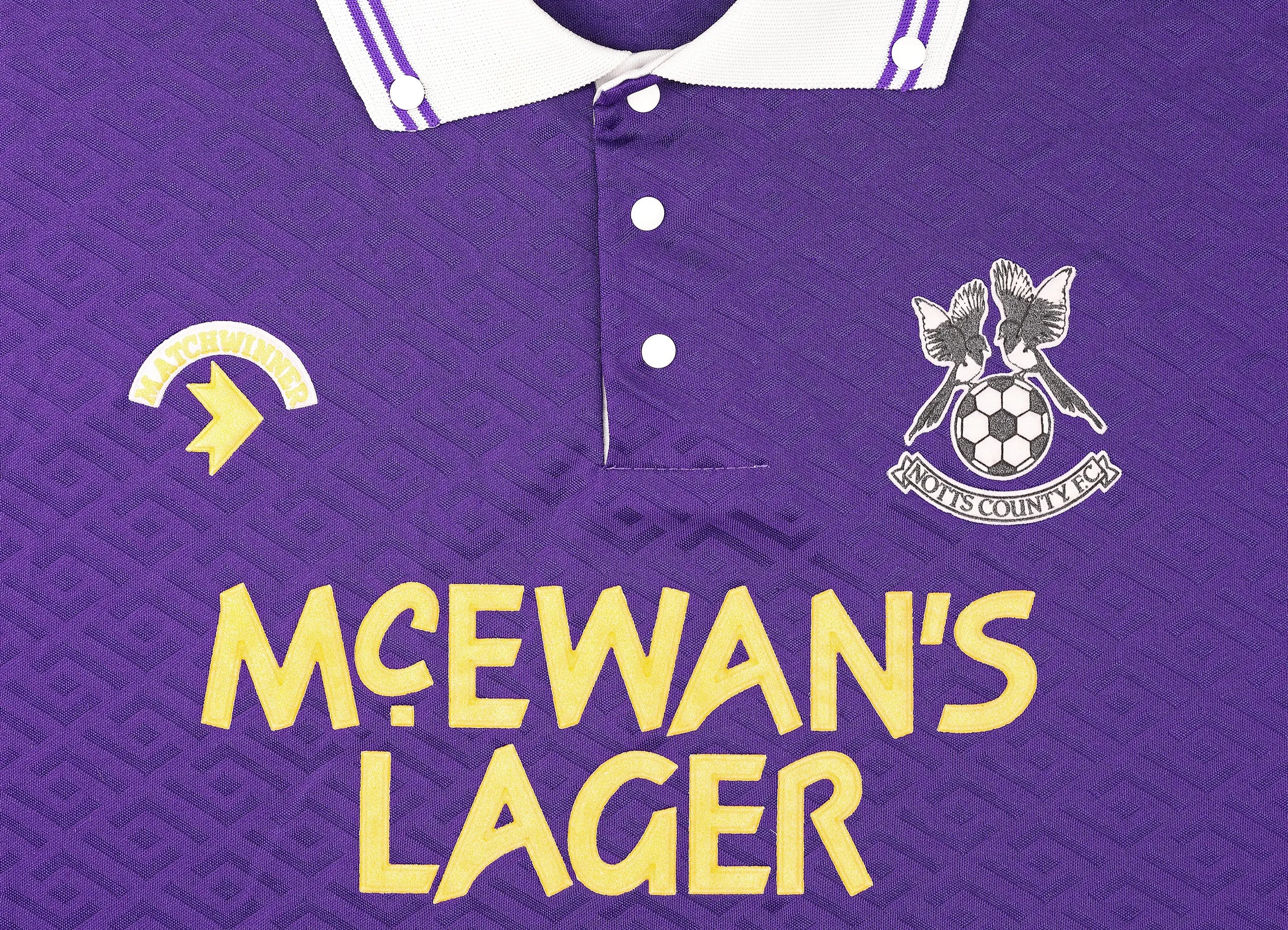 Notts County 1992 Away Matchwinner Football Shirt - Purple - M