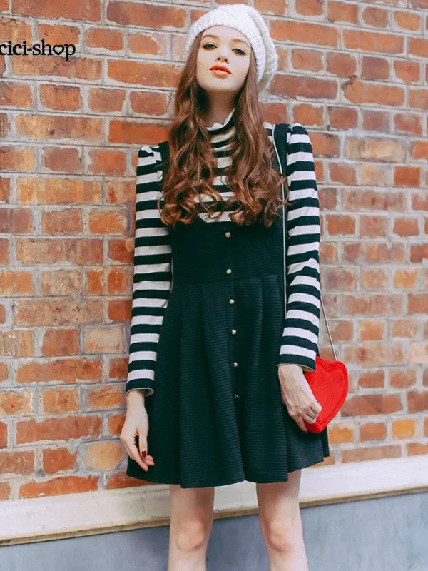 pearl buttons vest dress