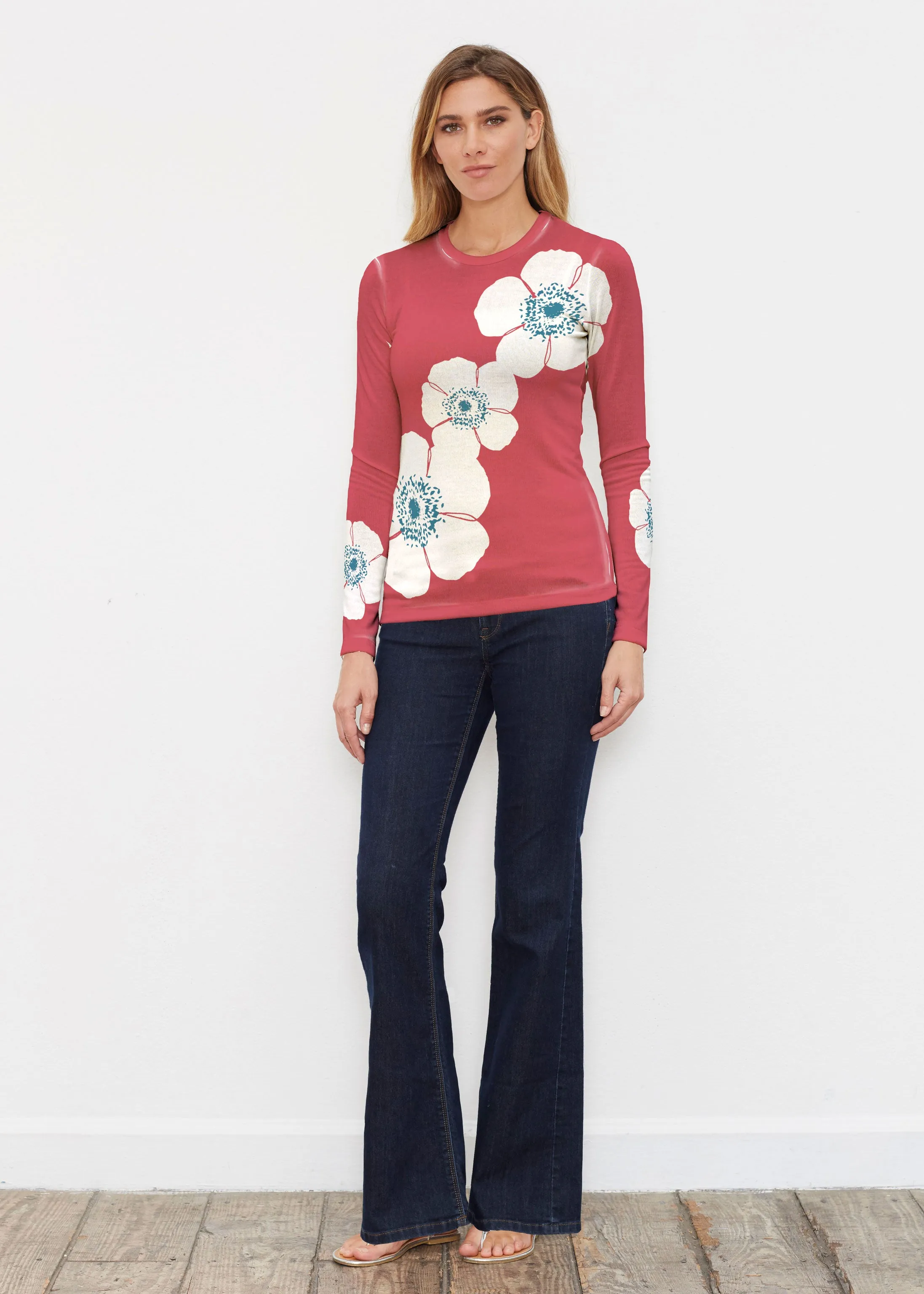 Poppy Red (7015) ~ Butterknit Long Sleeve Crew Top