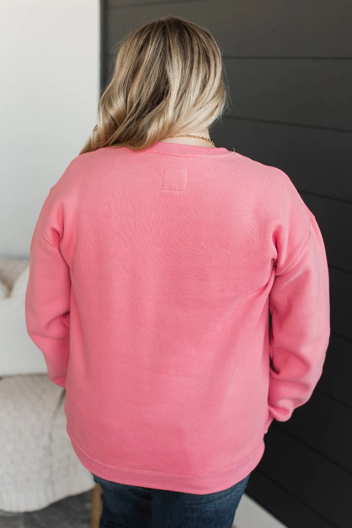 "Crushin' It" Embossed Nutcracker Crew Neck- Neon Pink