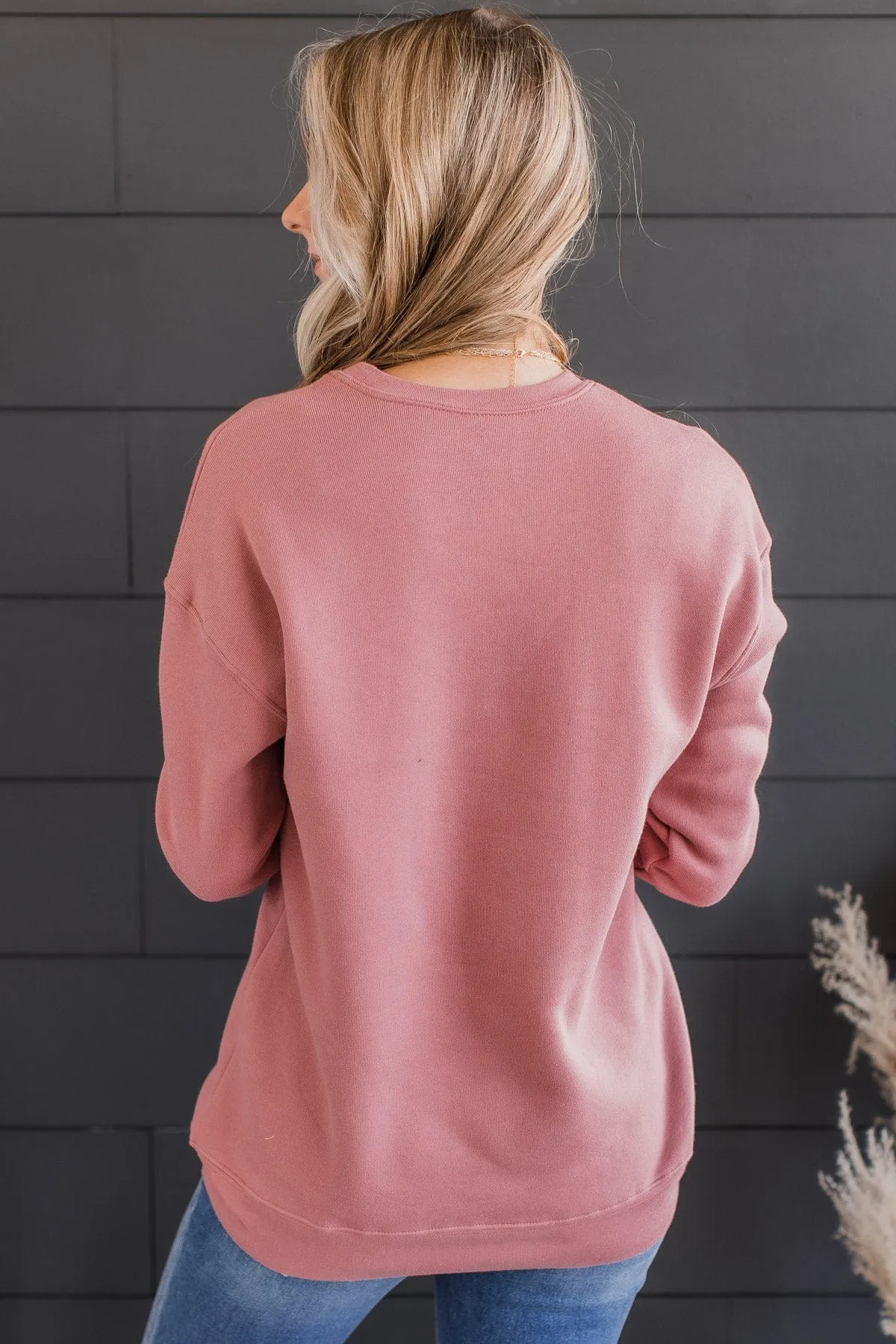"Hello Spring" Graphic Crew Neck Pullover- Mauve