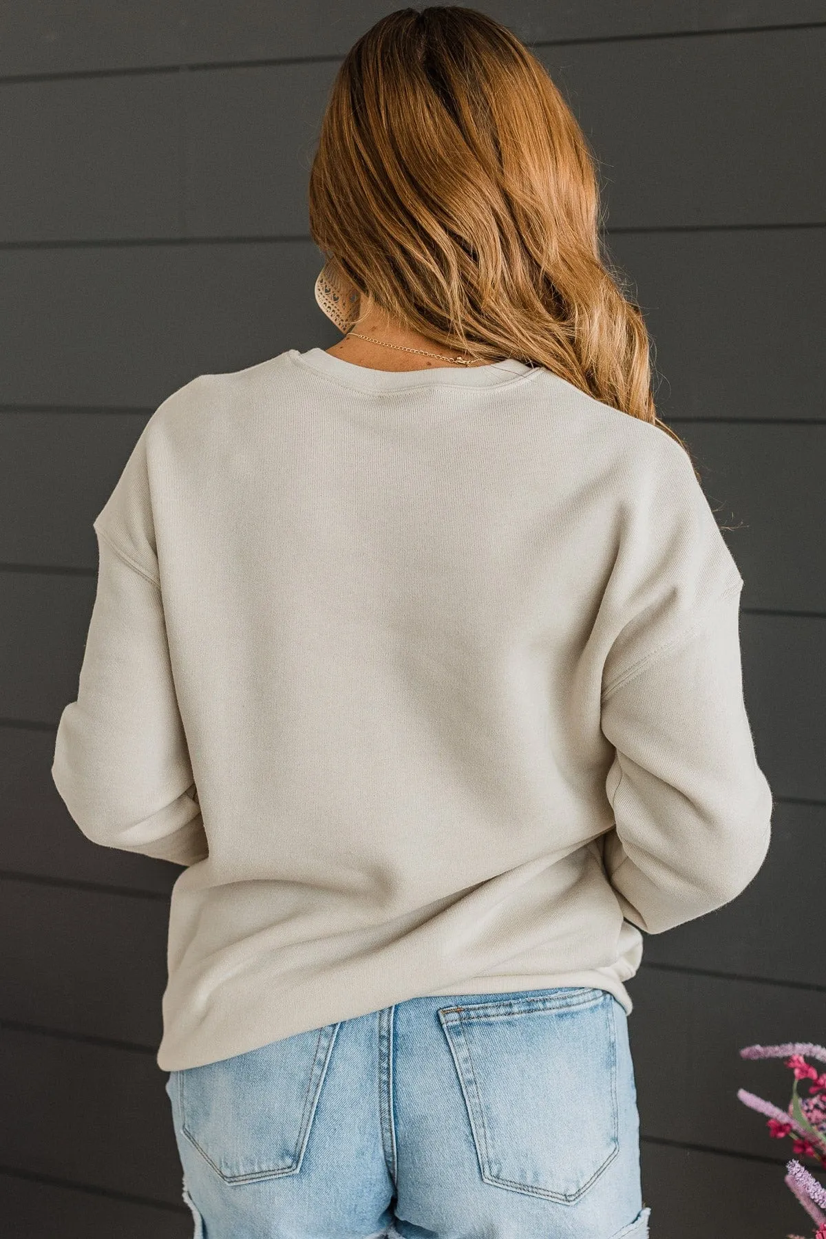 "Here Comes The Sun" Crew Neck Pullover- Beige
