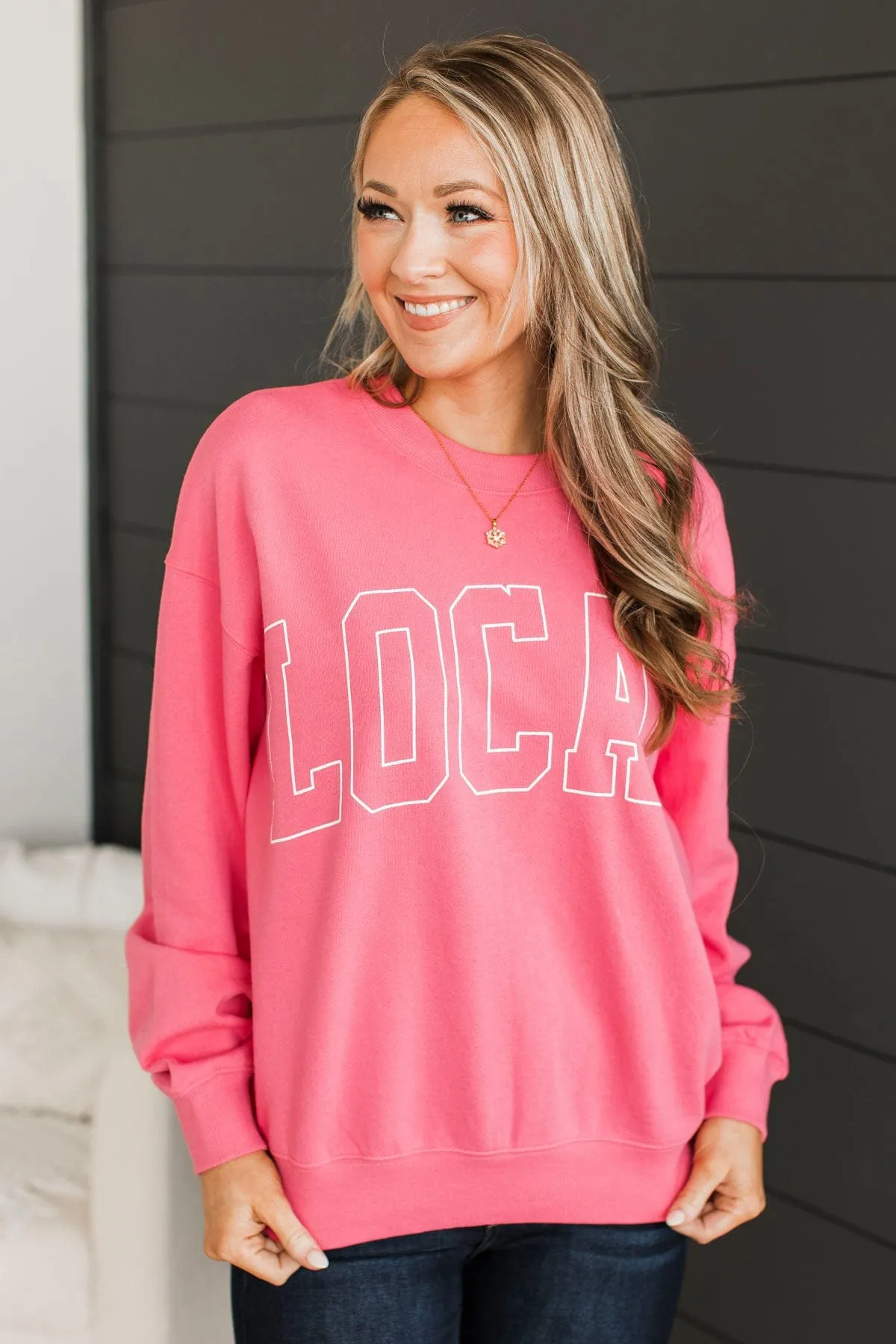 "Local" Crew Neck Pullover- Pink