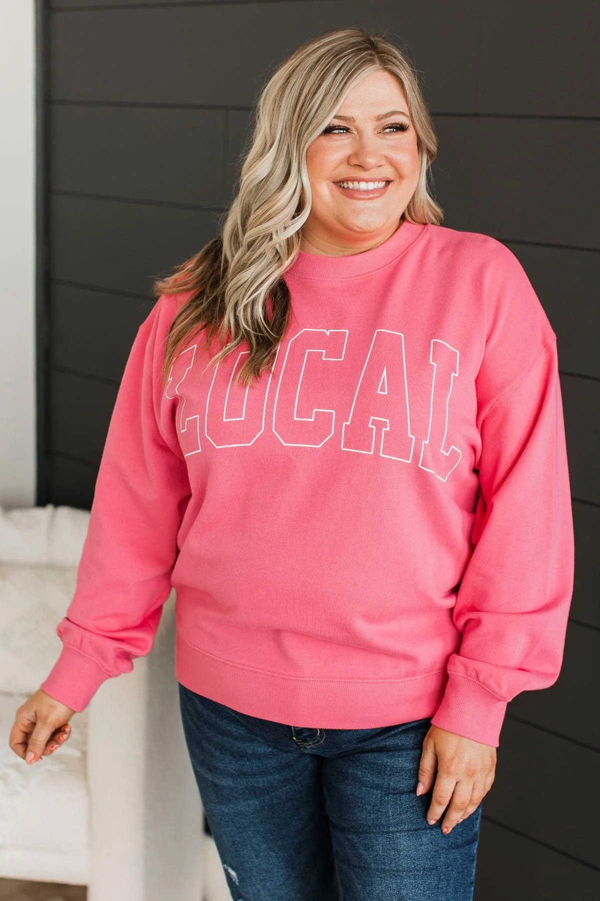 "Local" Crew Neck Pullover- Pink