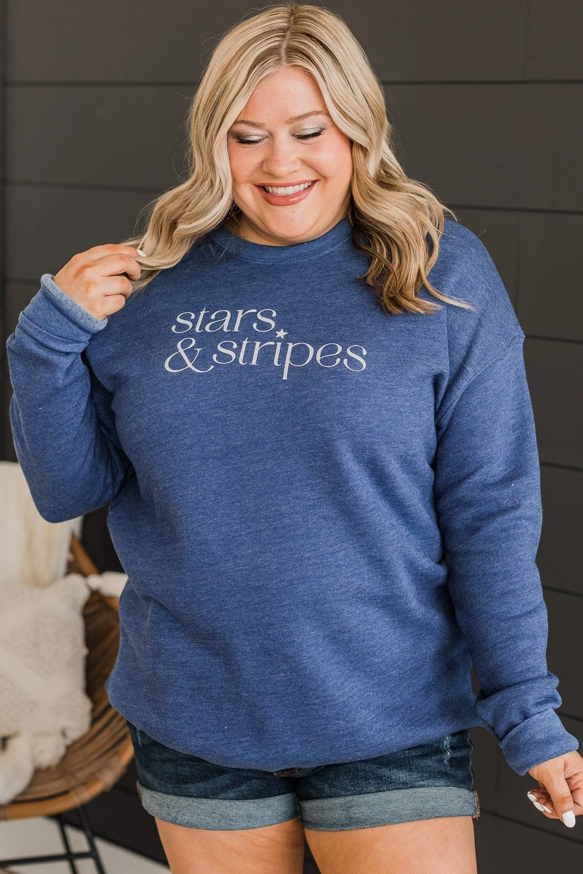 "Stars & Stripes" Crew Neck Pullover- Navy