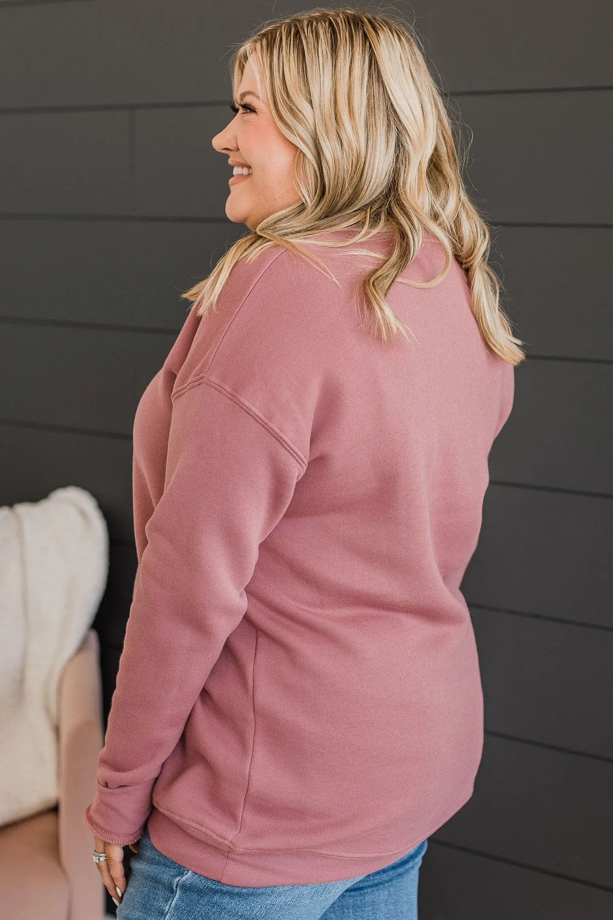 "Sunshine & Coffee" Crew Neck Pullover- Mauve