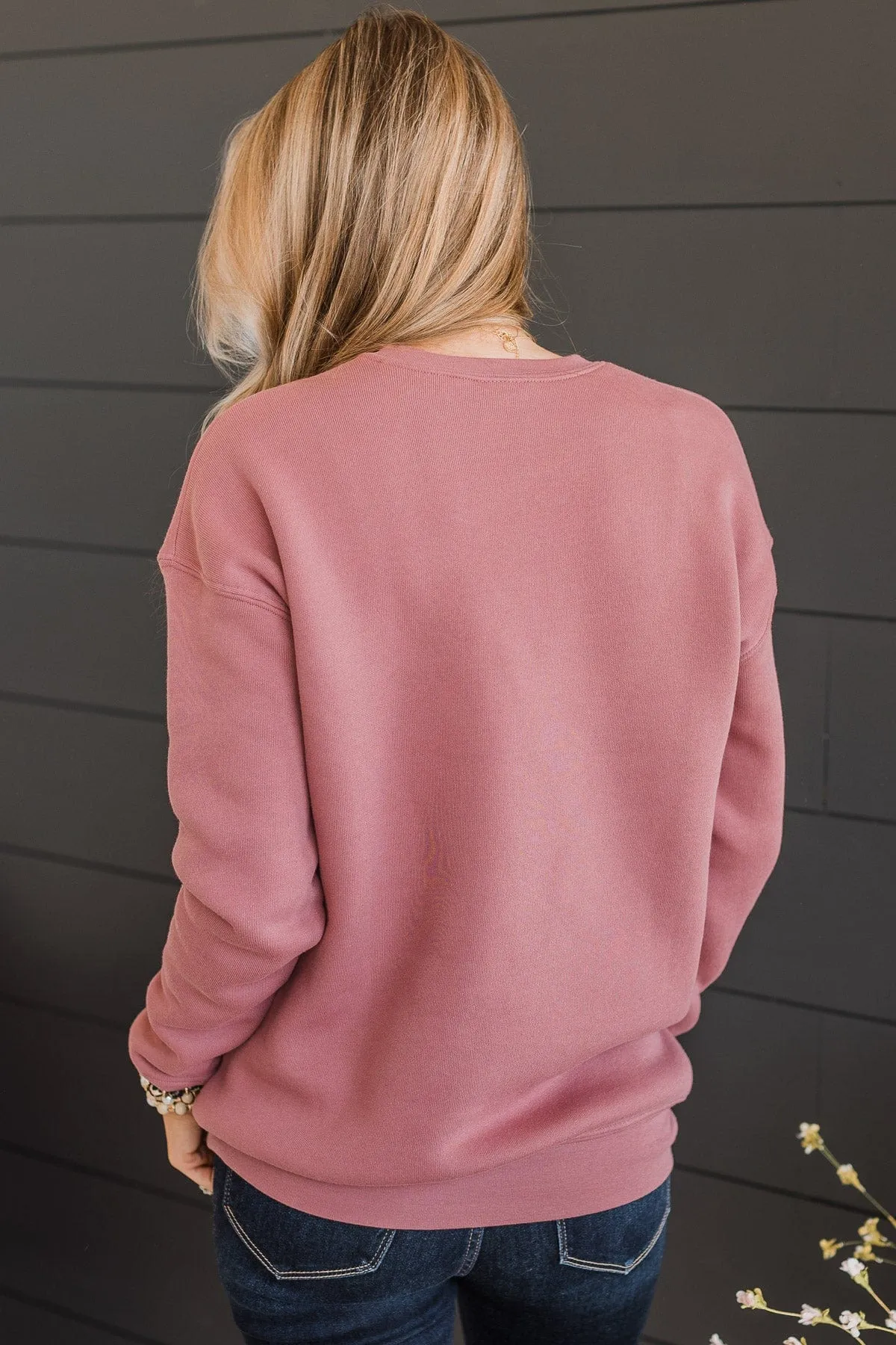 "Sunshine & Coffee" Crew Neck Pullover- Mauve