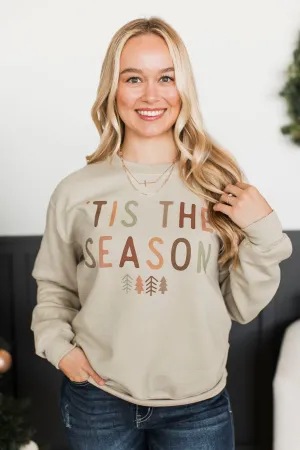 "Tis The Season" Crew Neck Pullover- Sand
