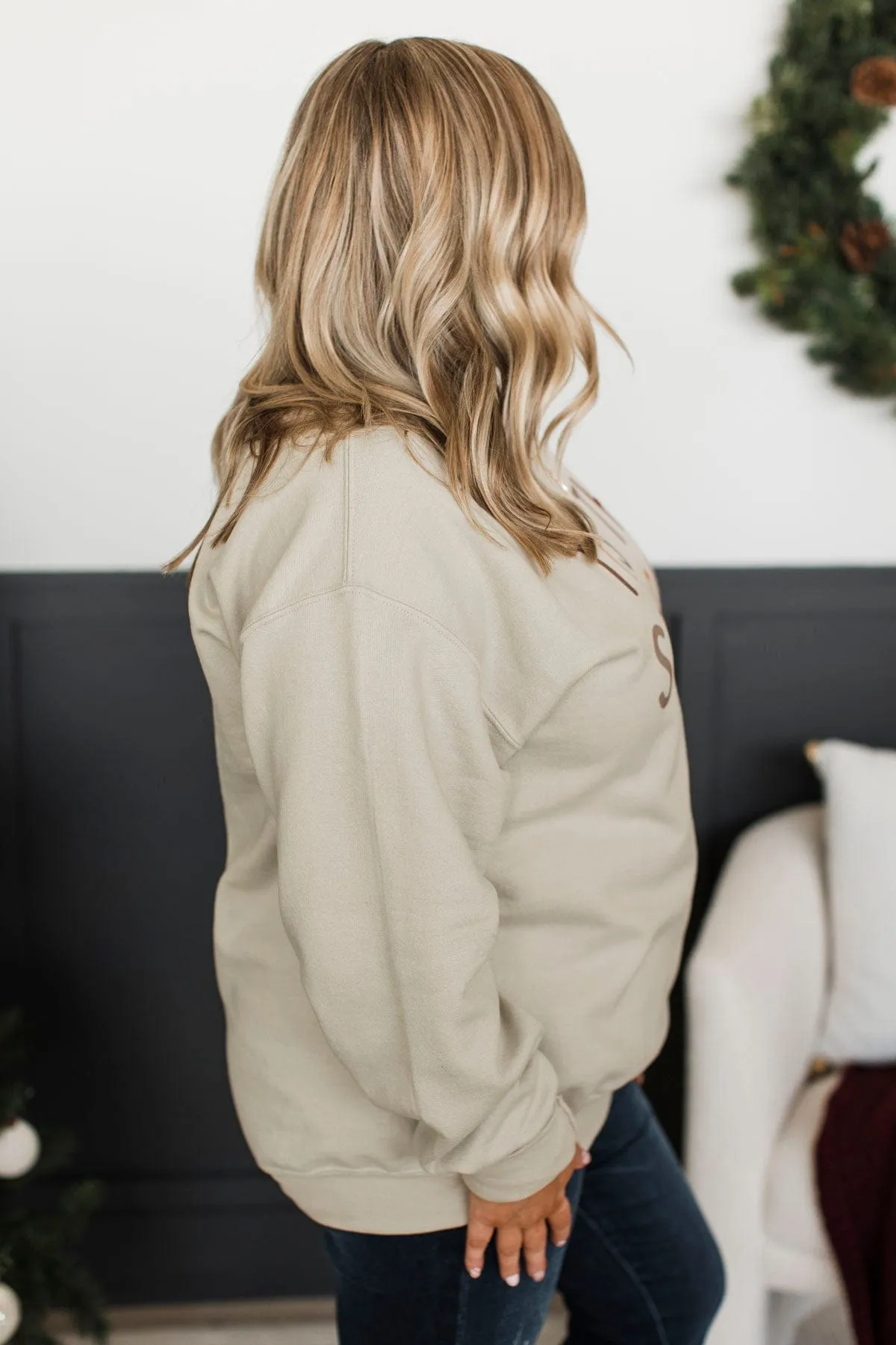 "Tis The Season" Crew Neck Pullover- Sand