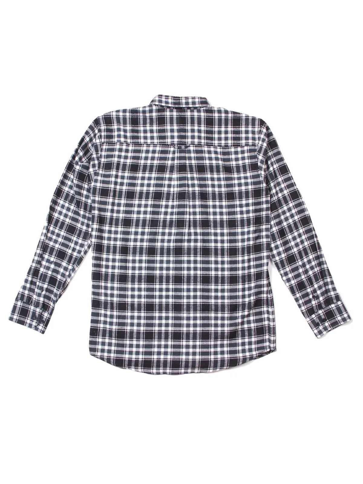 Qutn Button Down LS White Black Flannel Shirt