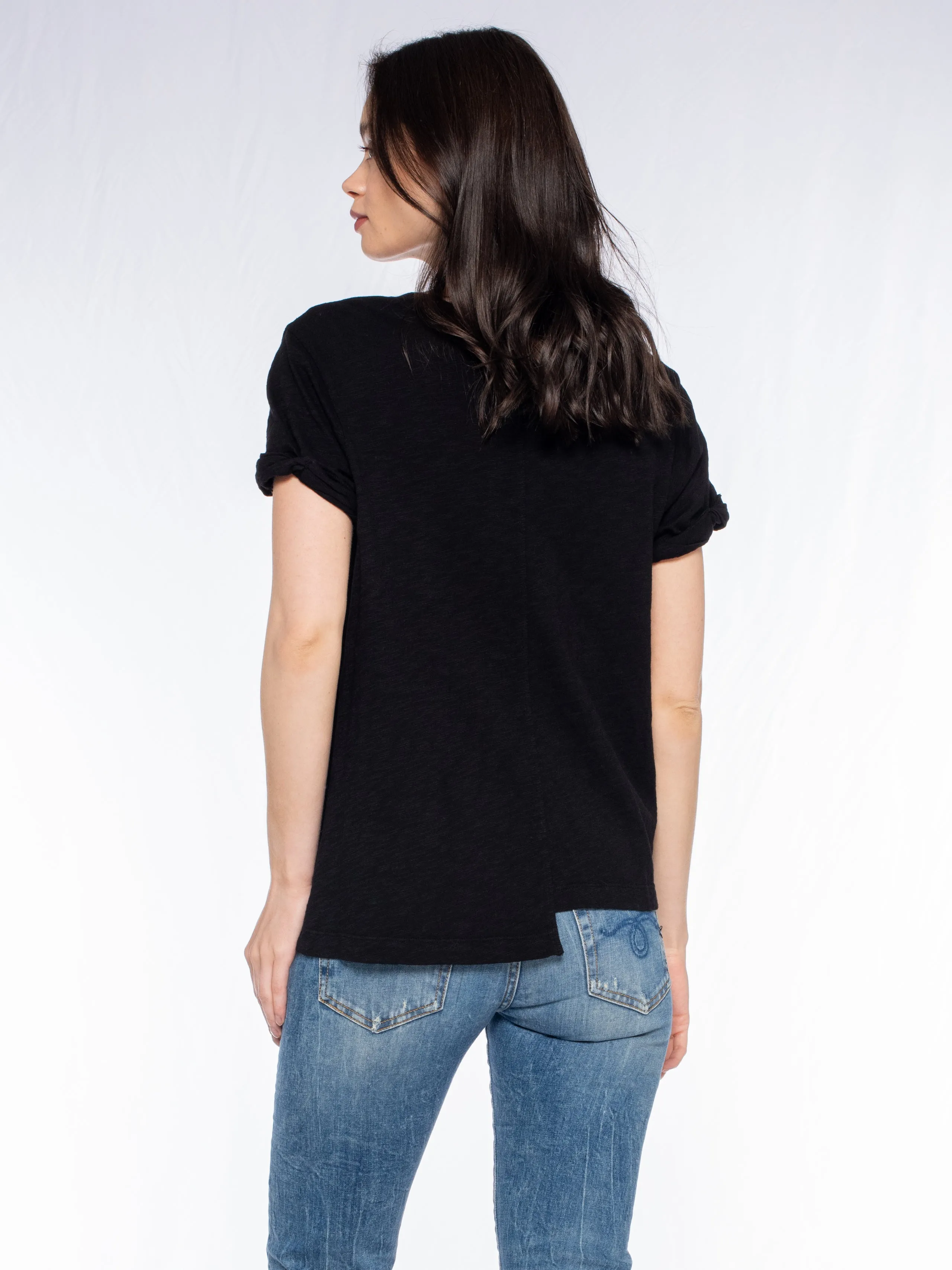 Roll Cuff Pocket Crew Shifted Tee