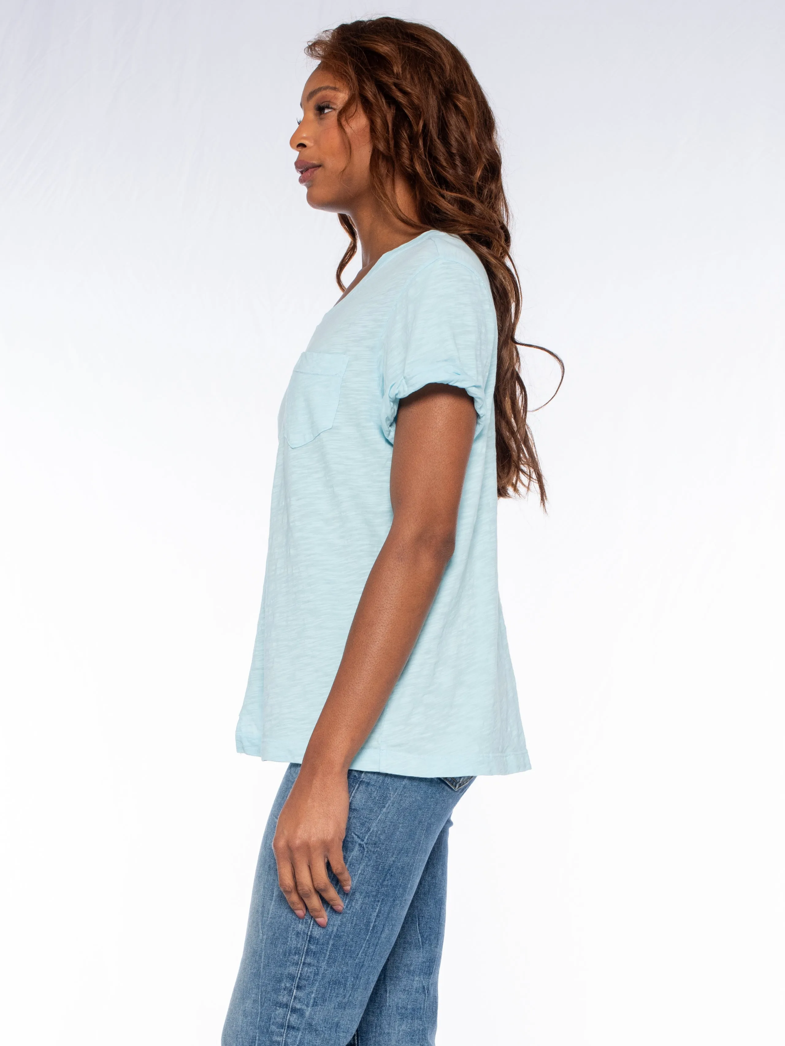 Roll Cuff Pocket Crew Shifted Tee