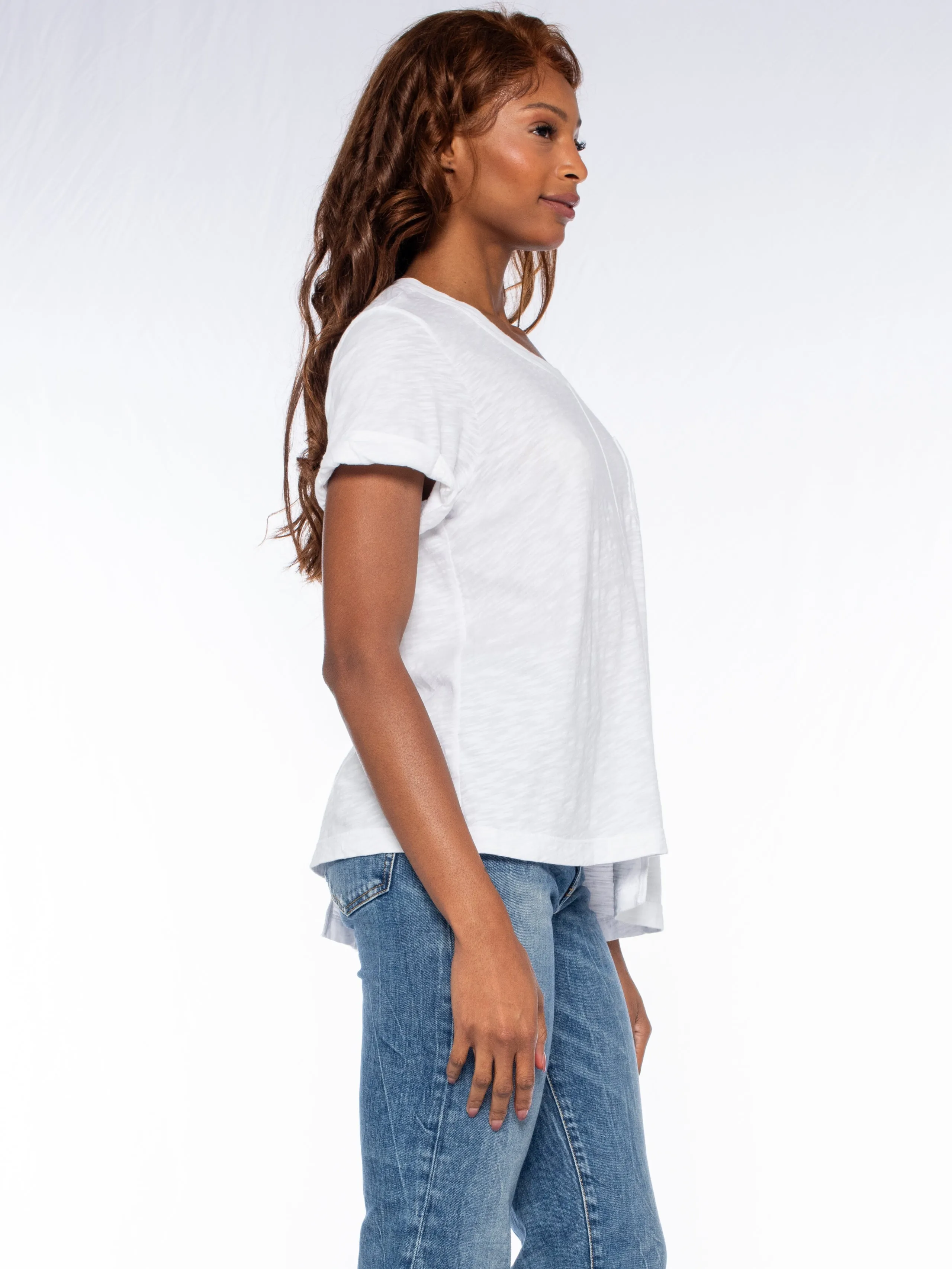 Roll Cuff Pocket Crew Shifted Tee