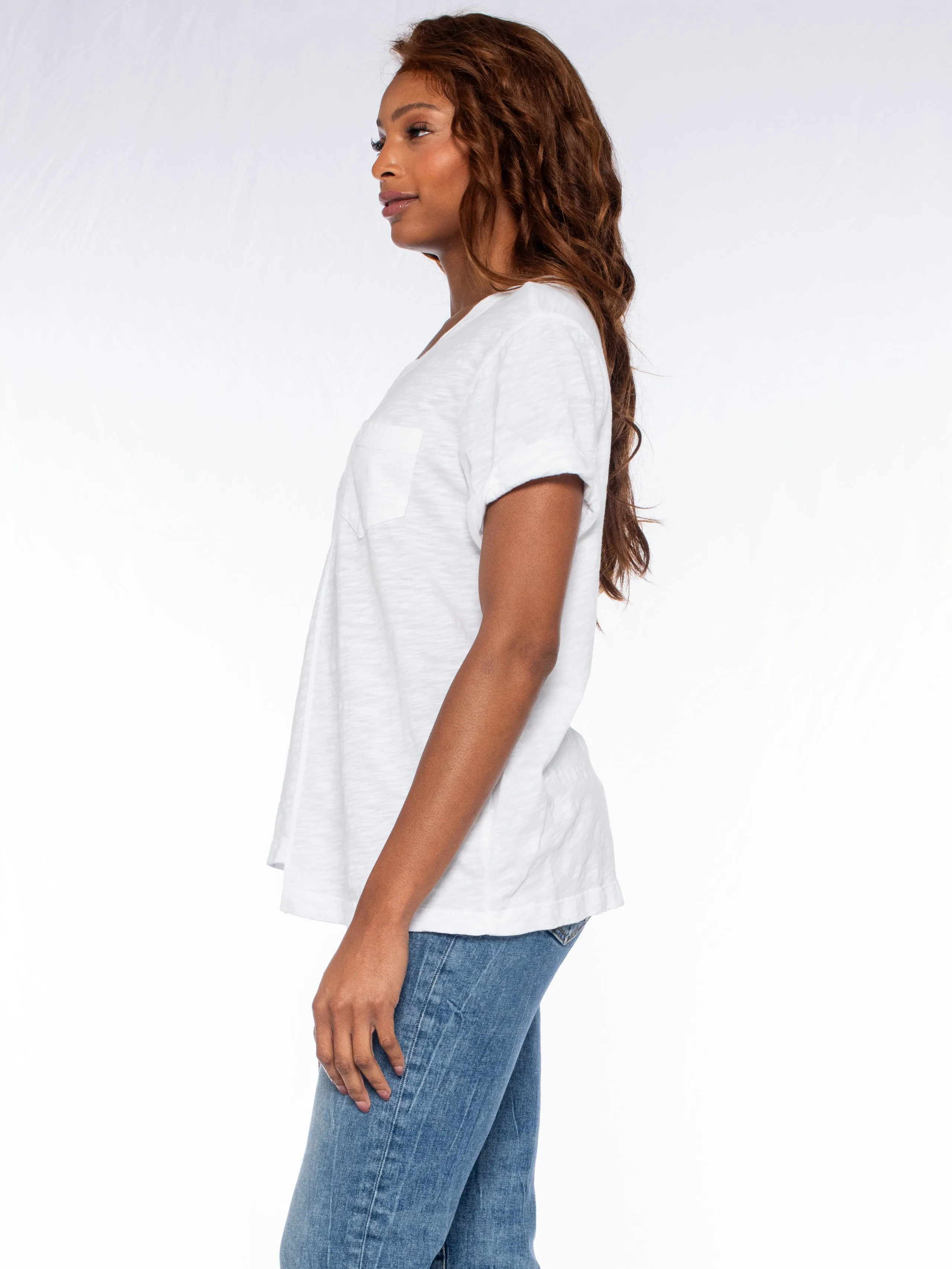 Roll Cuff Pocket Crew Shifted Tee
