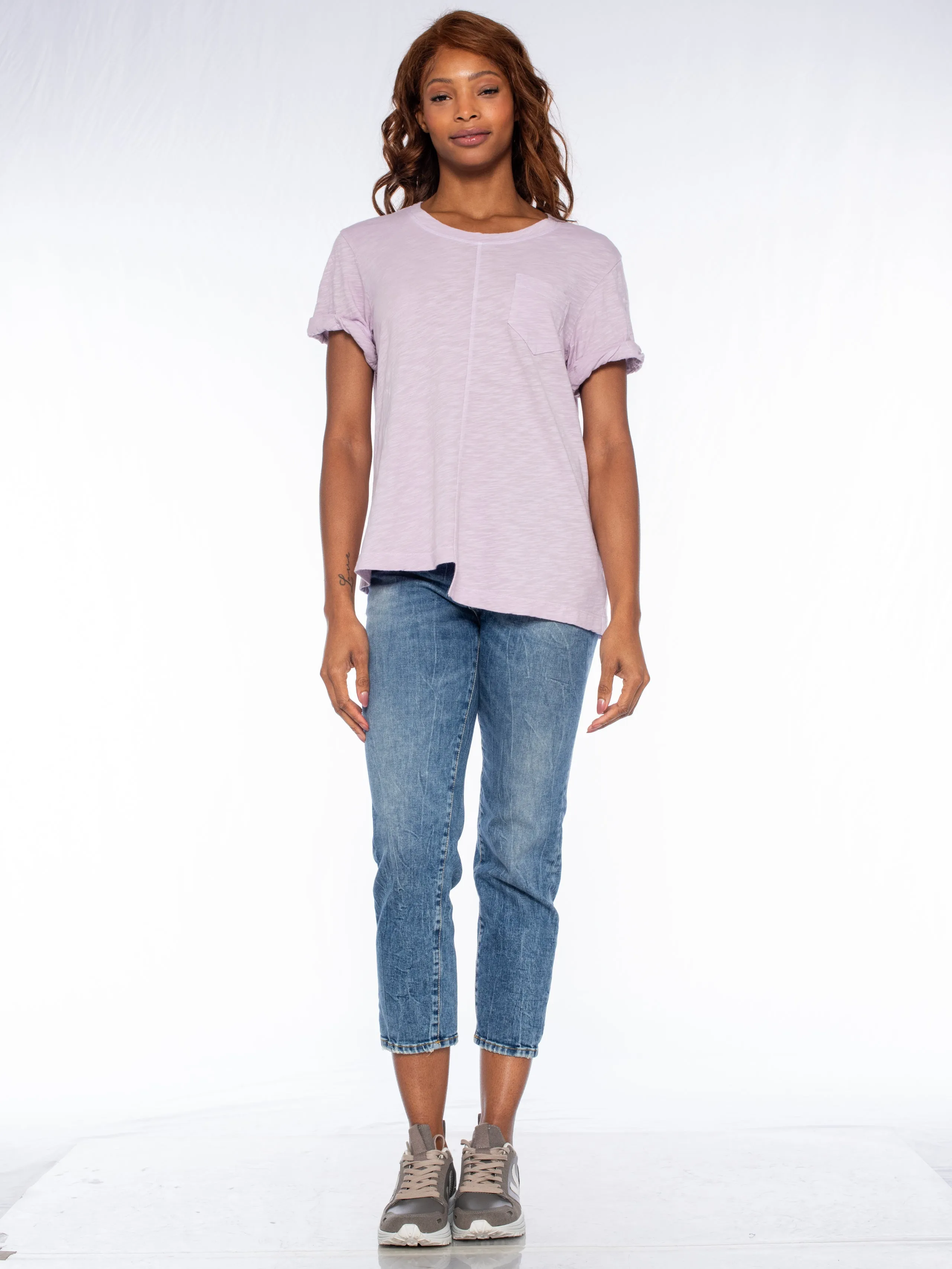 Roll Cuff Pocket Crew Shifted Tee