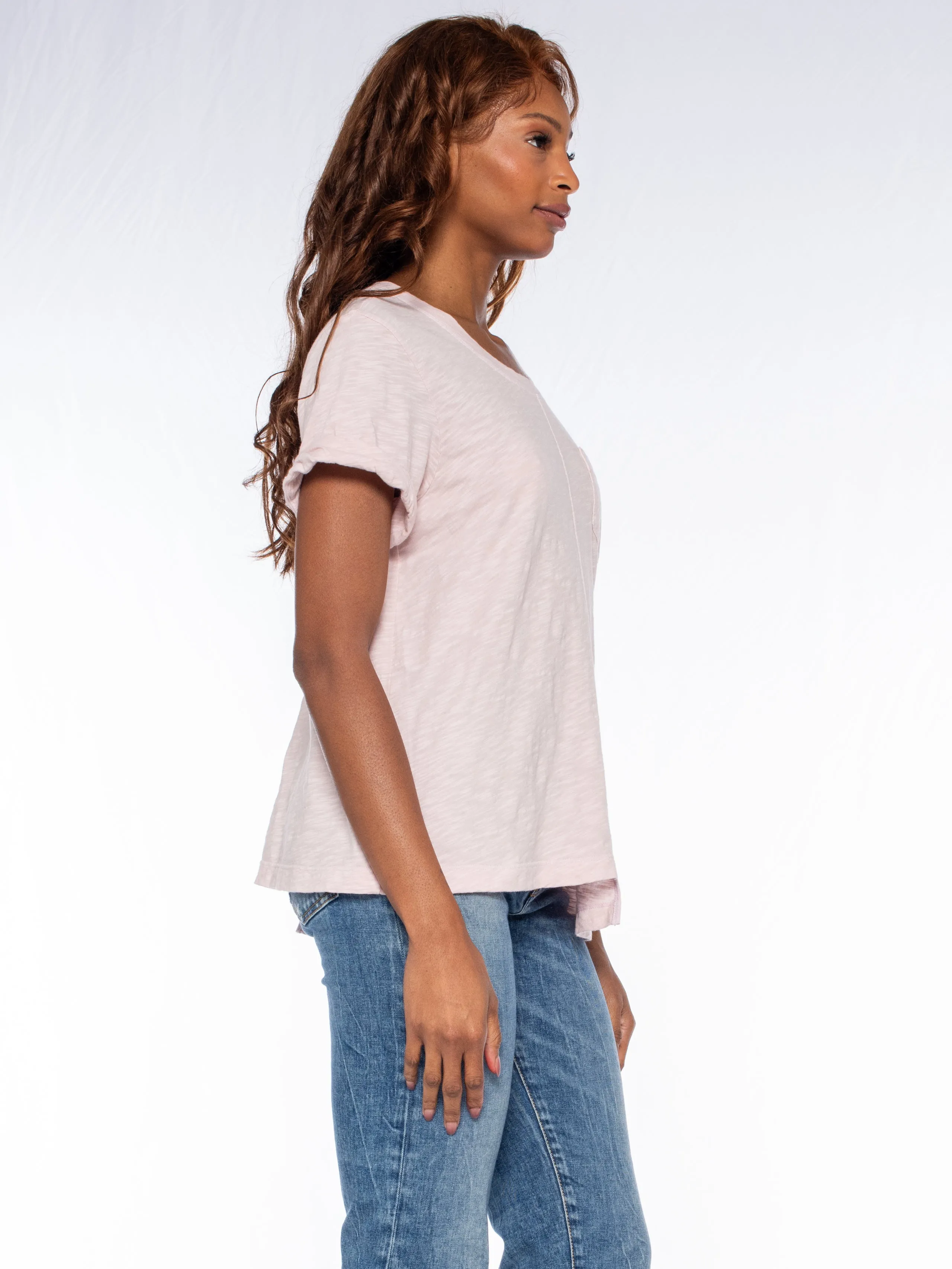 Roll Cuff Pocket Crew Shifted Tee