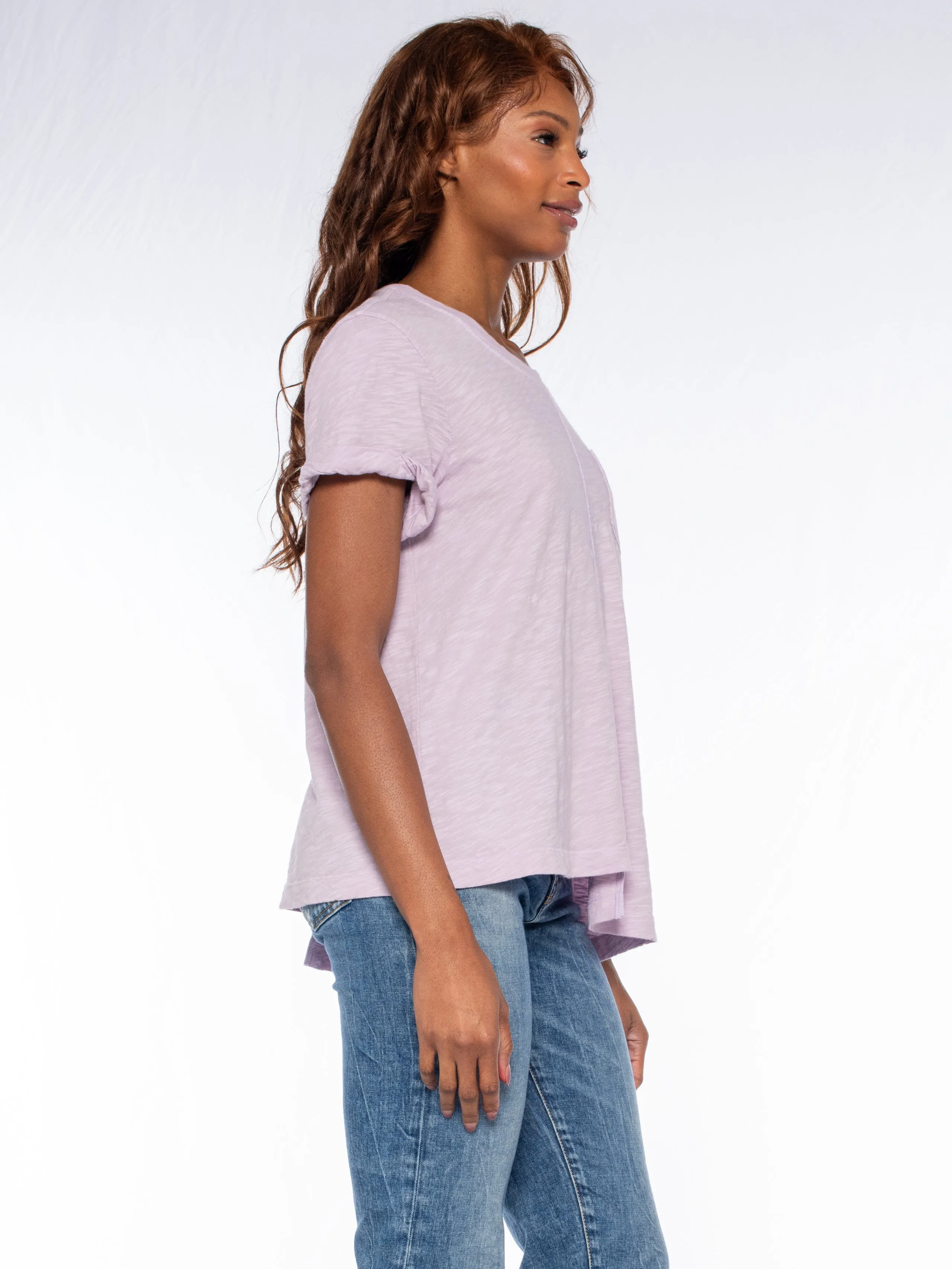 Roll Cuff Pocket Crew Shifted Tee
