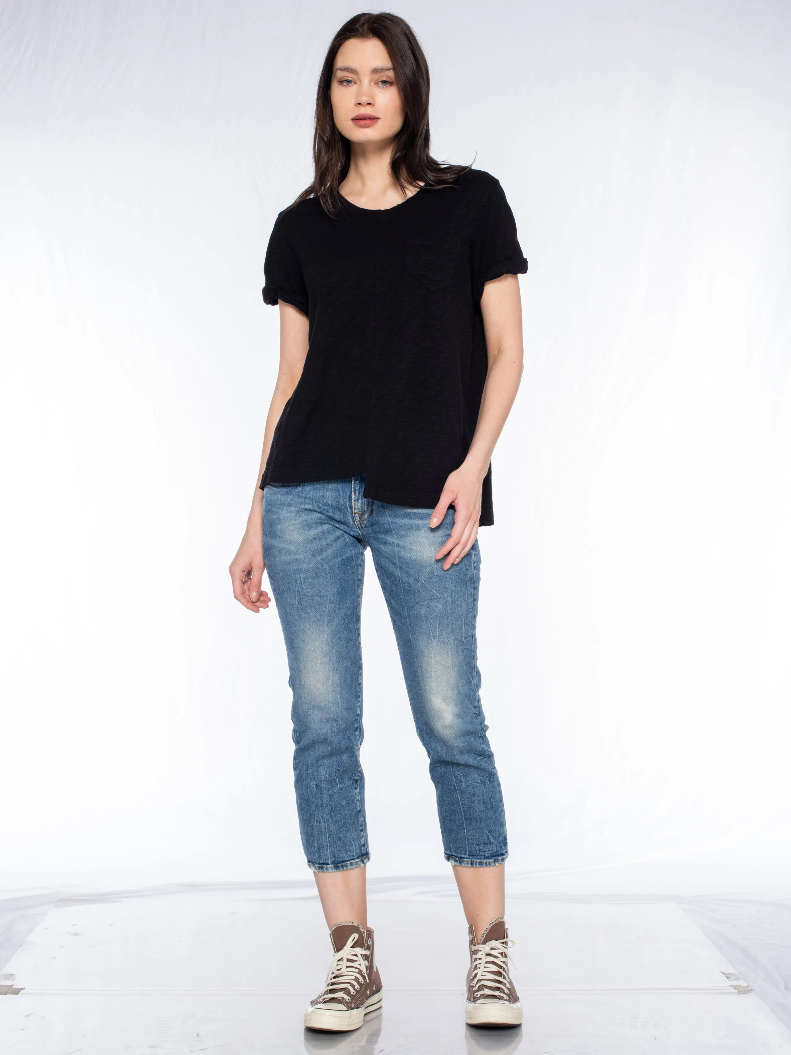 Roll Cuff Pocket Crew Shifted Tee