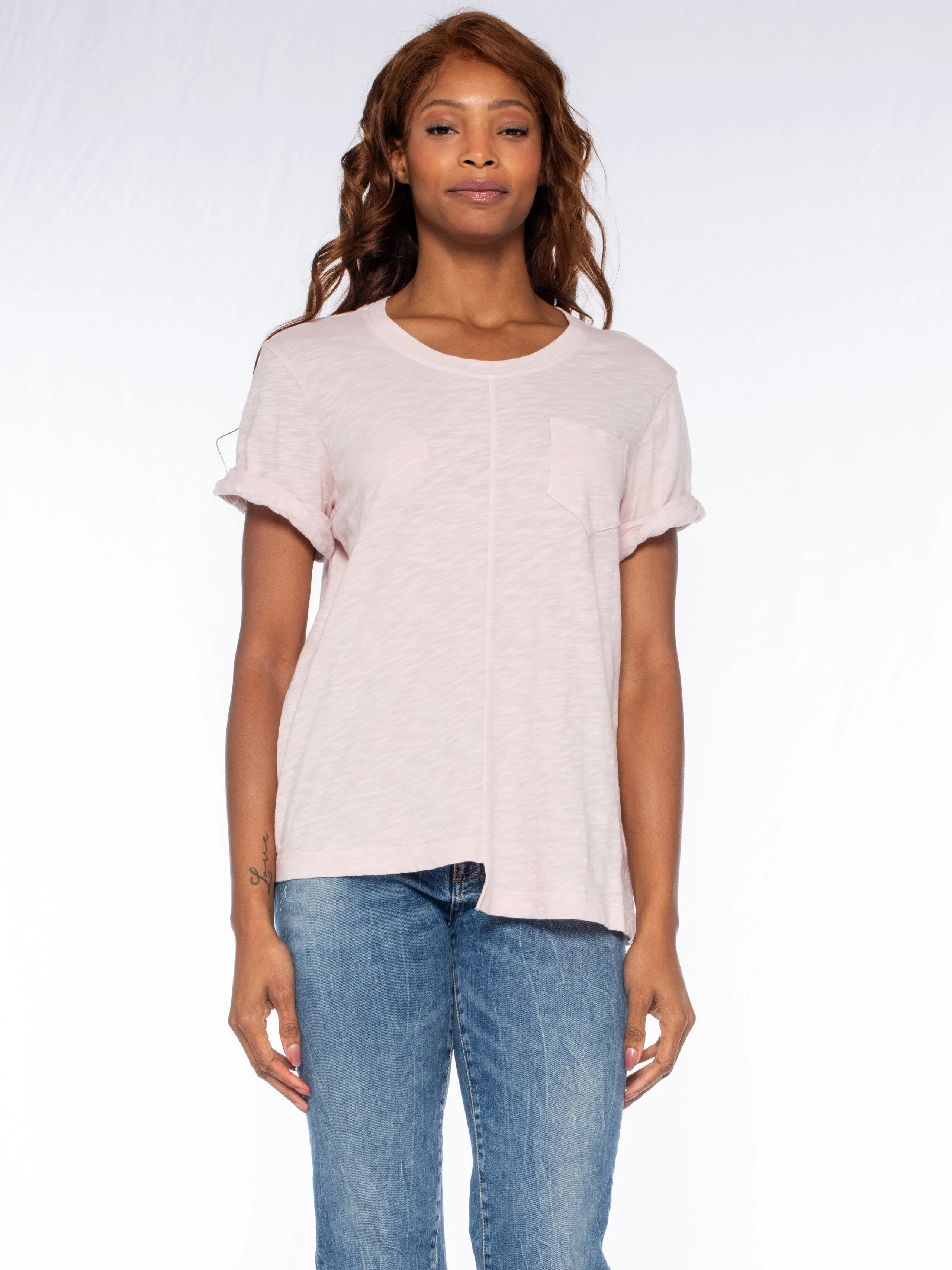 Roll Cuff Pocket Crew Shifted Tee