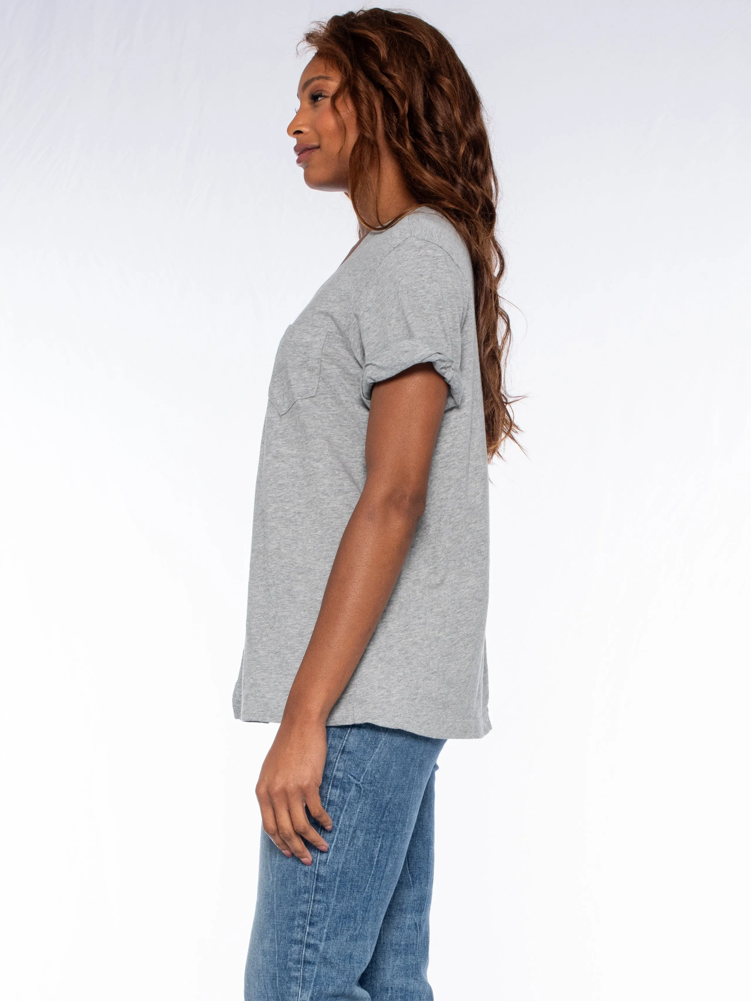 Roll Cuff Pocket Crew Shifted Tee