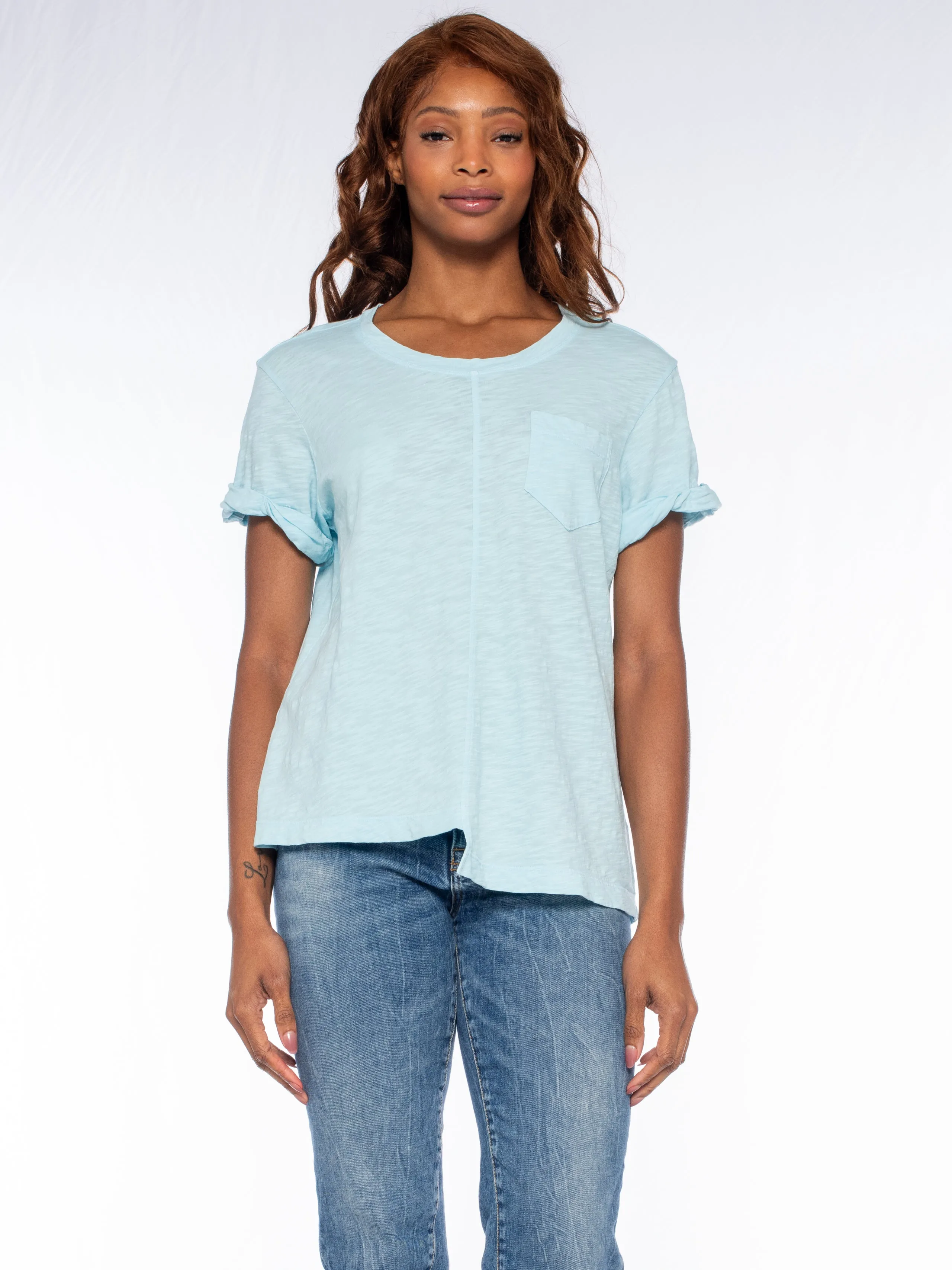 Roll Cuff Pocket Crew Shifted Tee