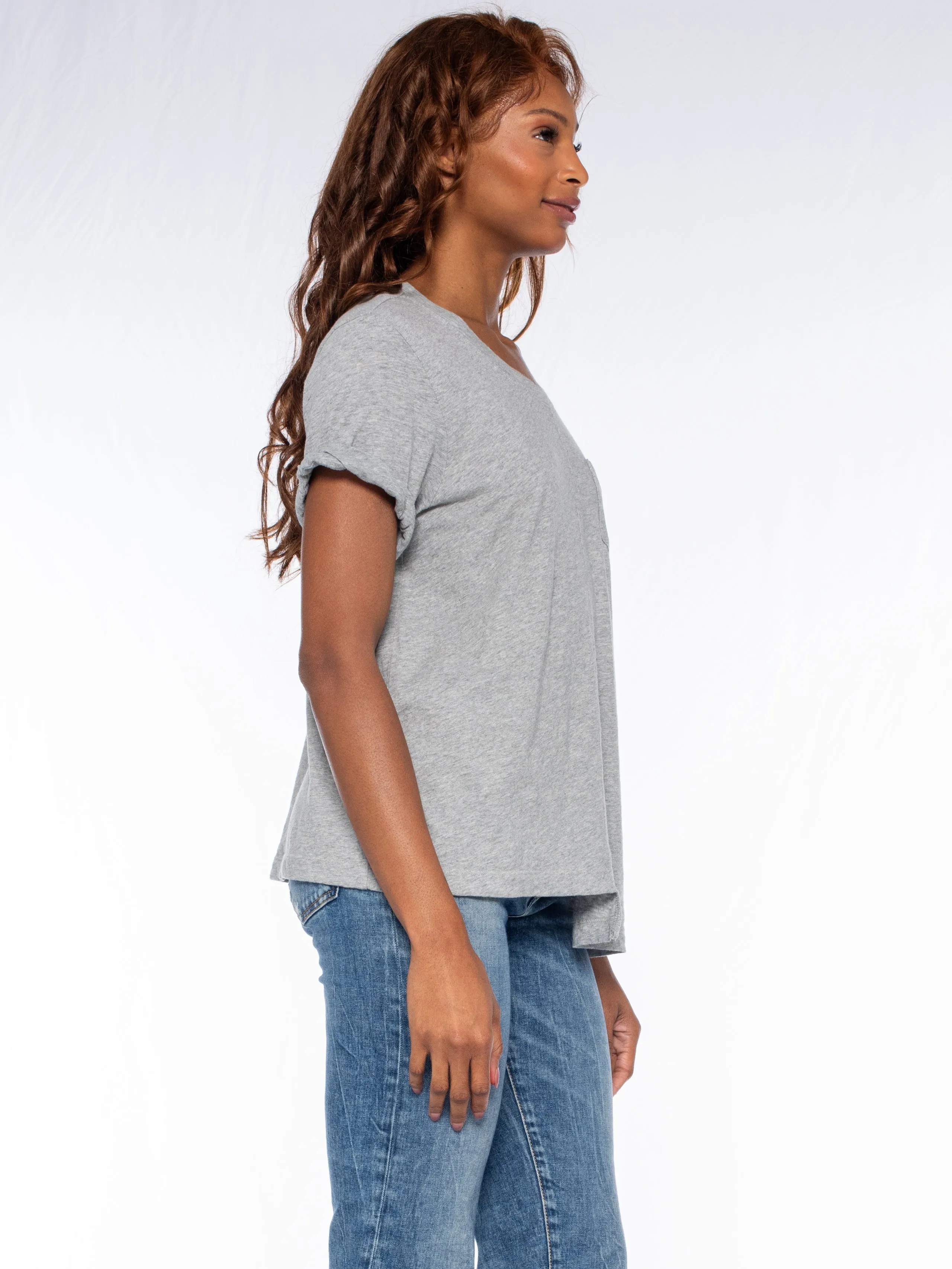 Roll Cuff Pocket Crew Shifted Tee