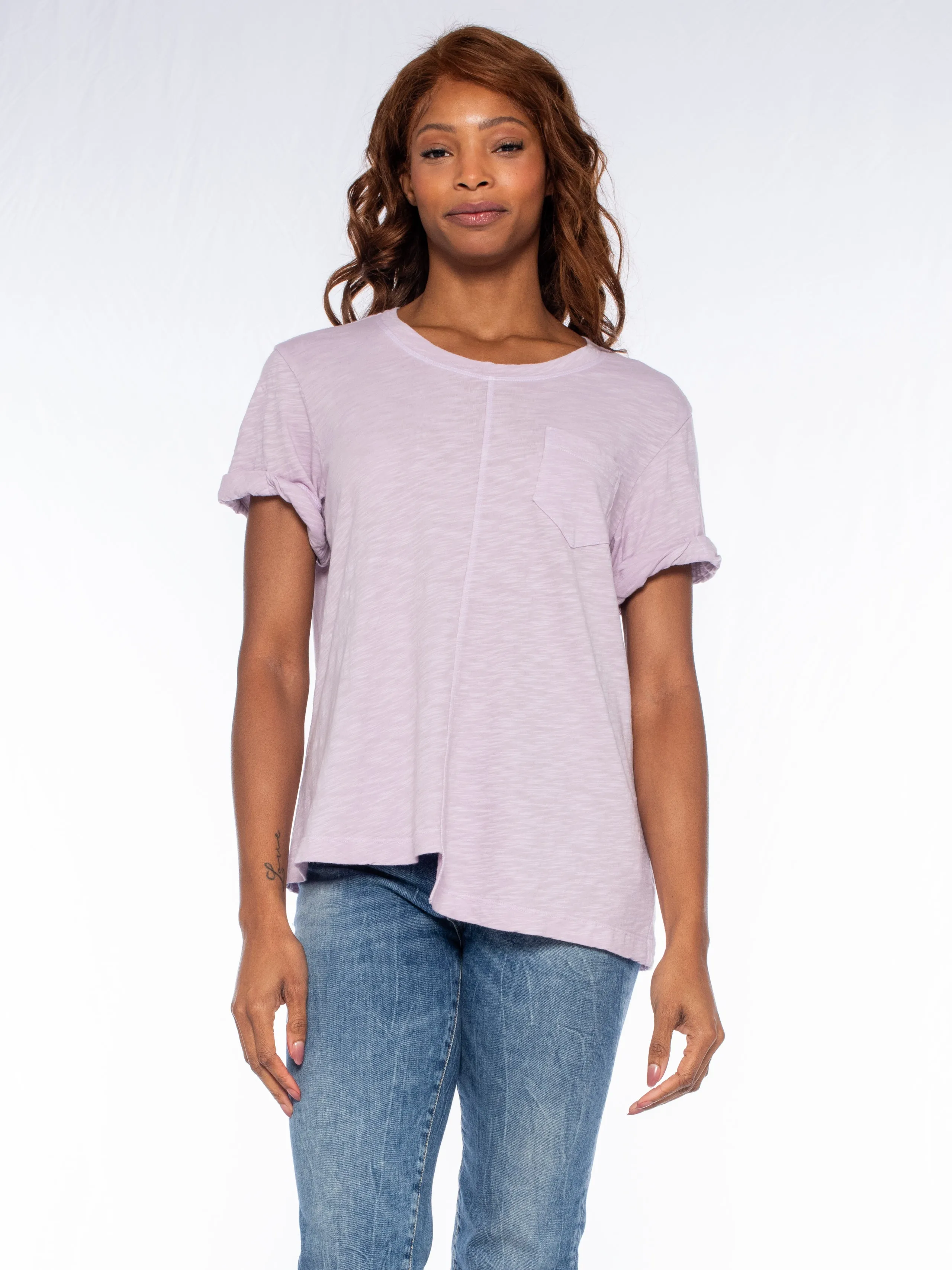 Roll Cuff Pocket Crew Shifted Tee