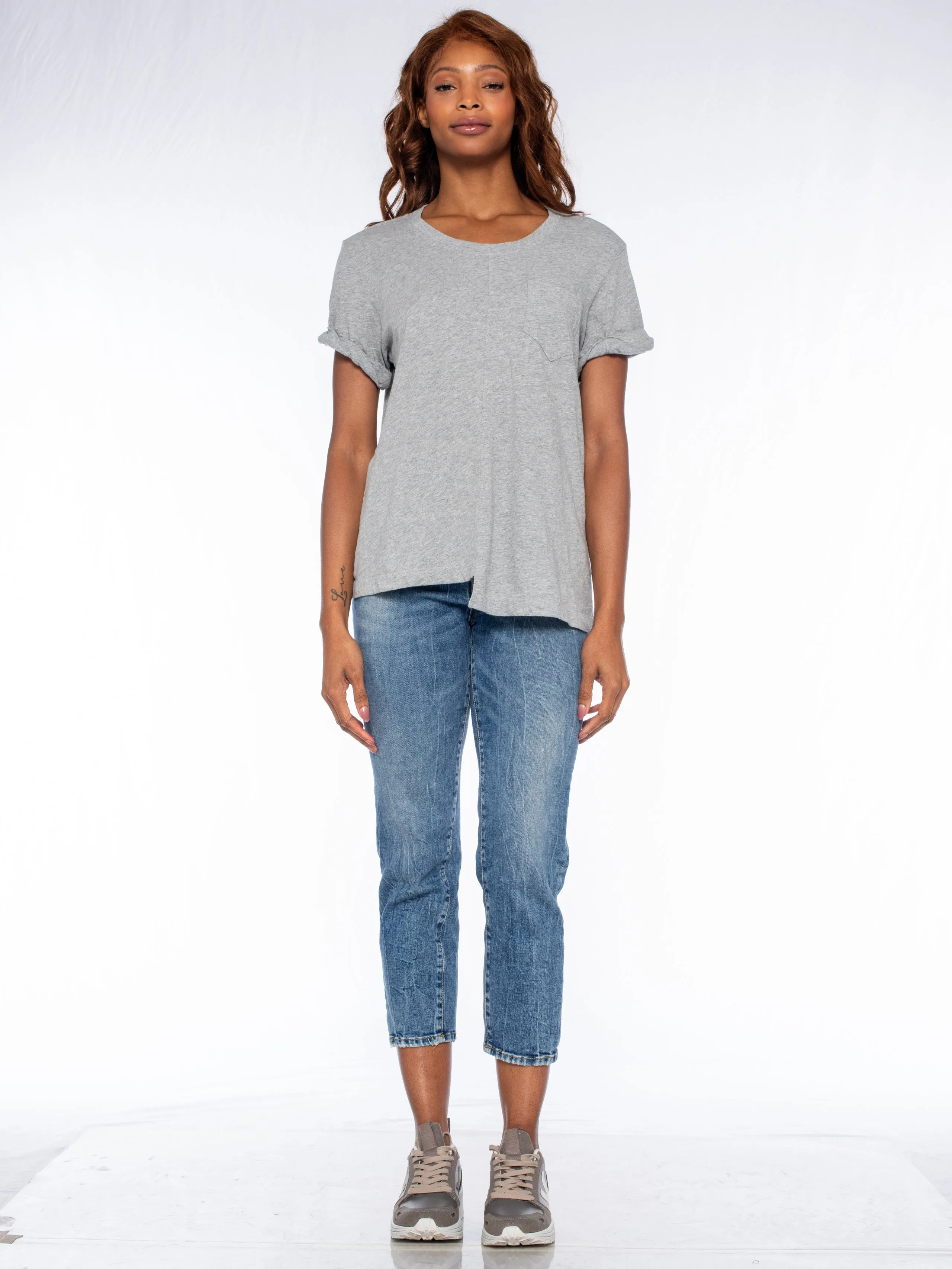 Roll Cuff Pocket Crew Shifted Tee
