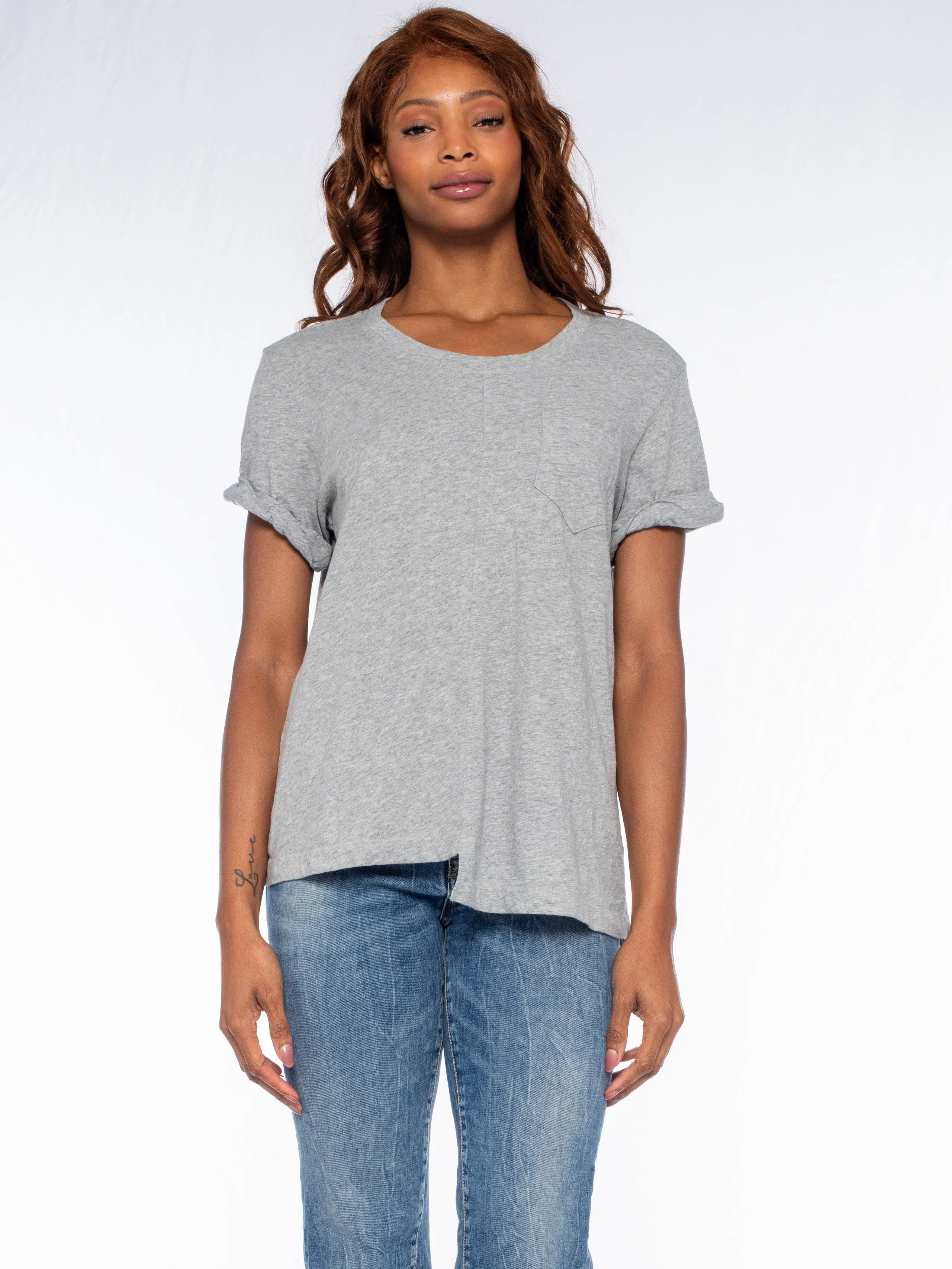 Roll Cuff Pocket Crew Shifted Tee