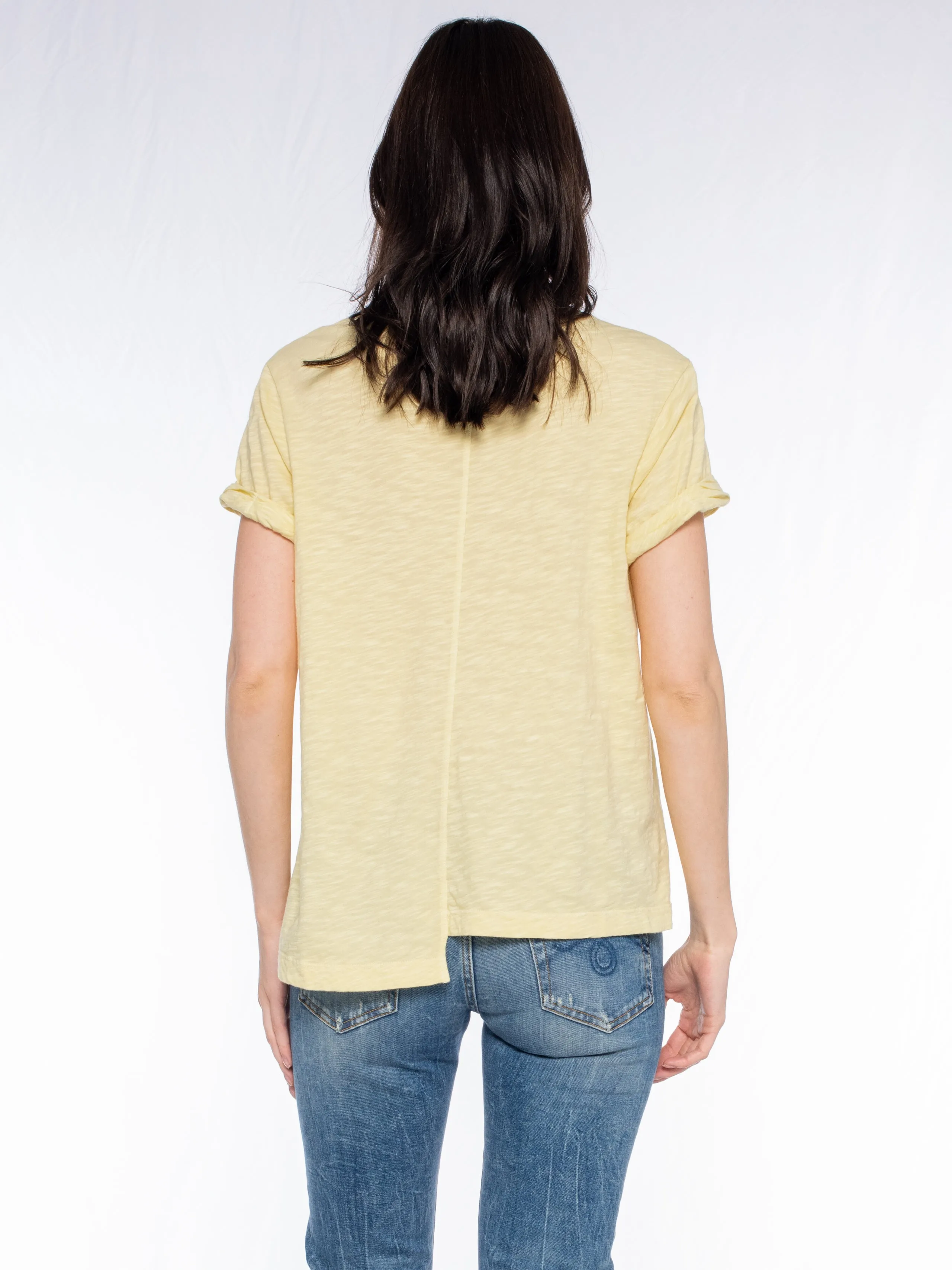 Roll Cuff Pocket Crew Shifted Tee