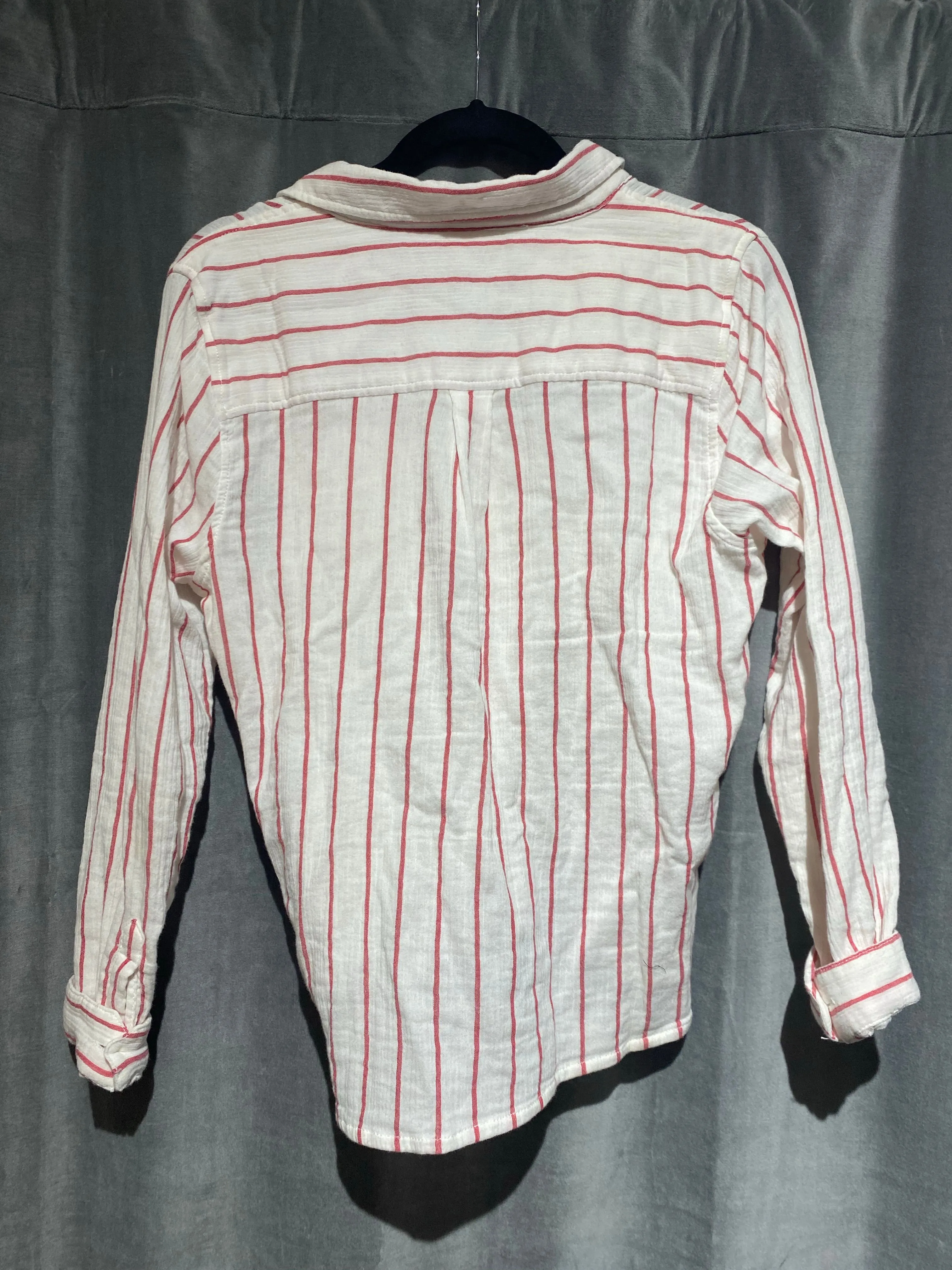 Sanctuary White and red Stripe Button Down Tie Front Cotton Long Sleeve Shirt