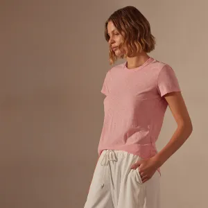 Sheer Slub Crew Neck Tee - Peony
