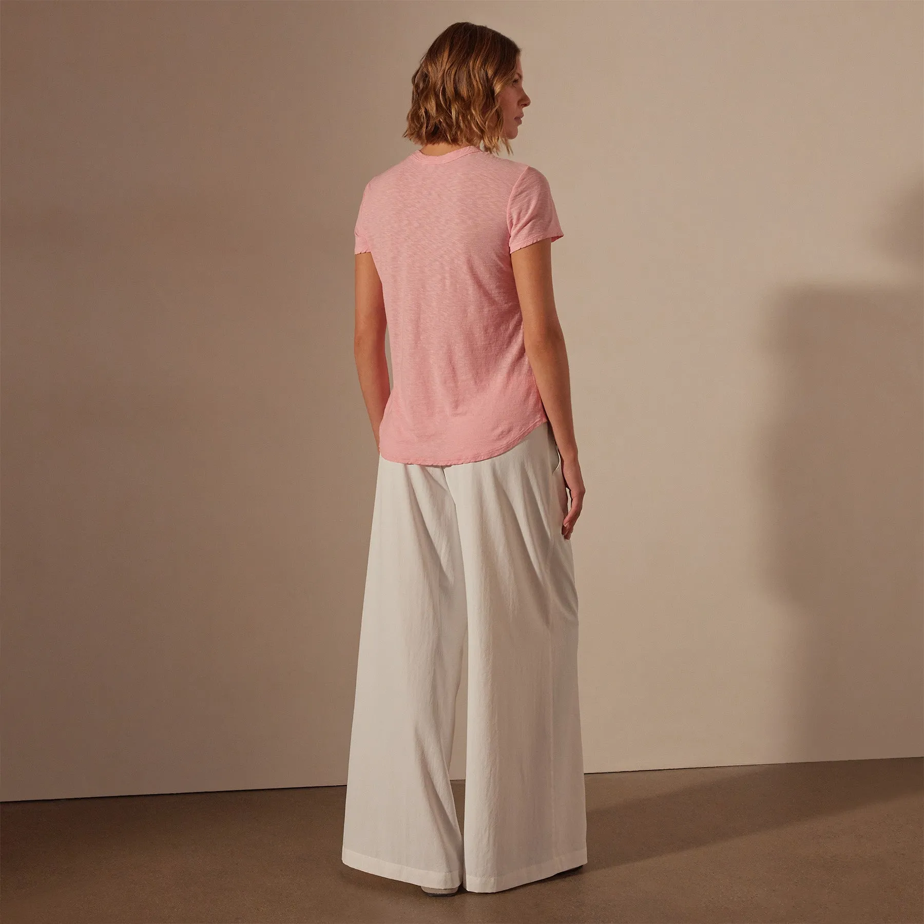Sheer Slub Crew Neck Tee - Peony
