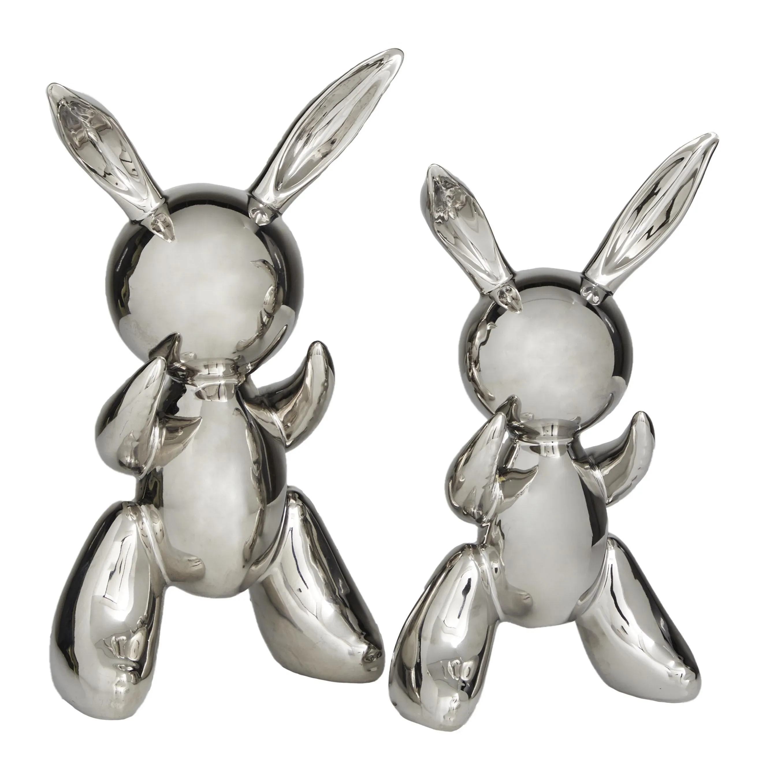 SILVER CERAMIC BALLOON RABBITS