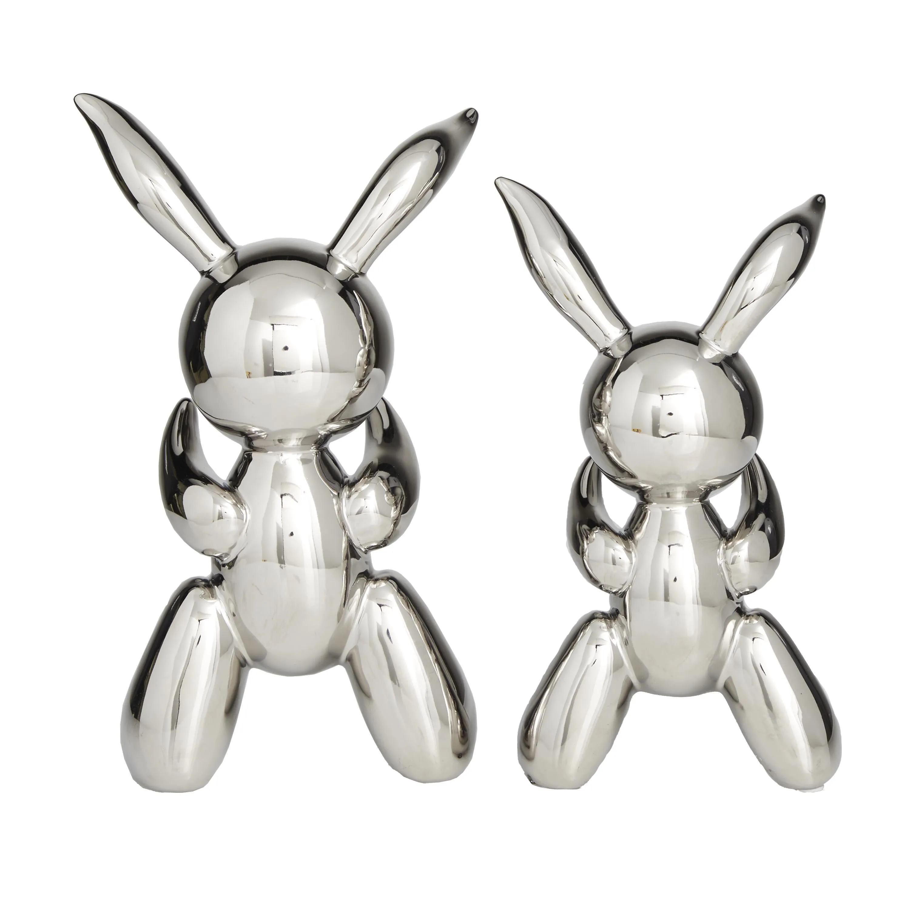 SILVER CERAMIC BALLOON RABBITS