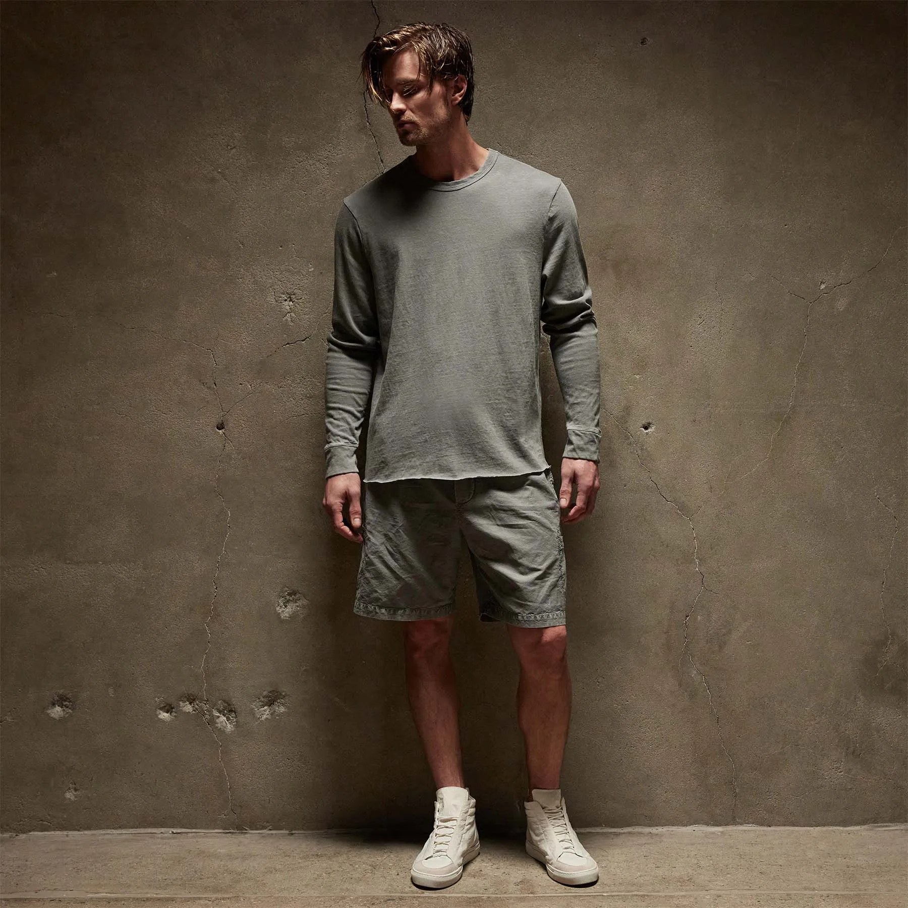 Slub Jersey Long Sleeve Crew - Silver Grey Pigment