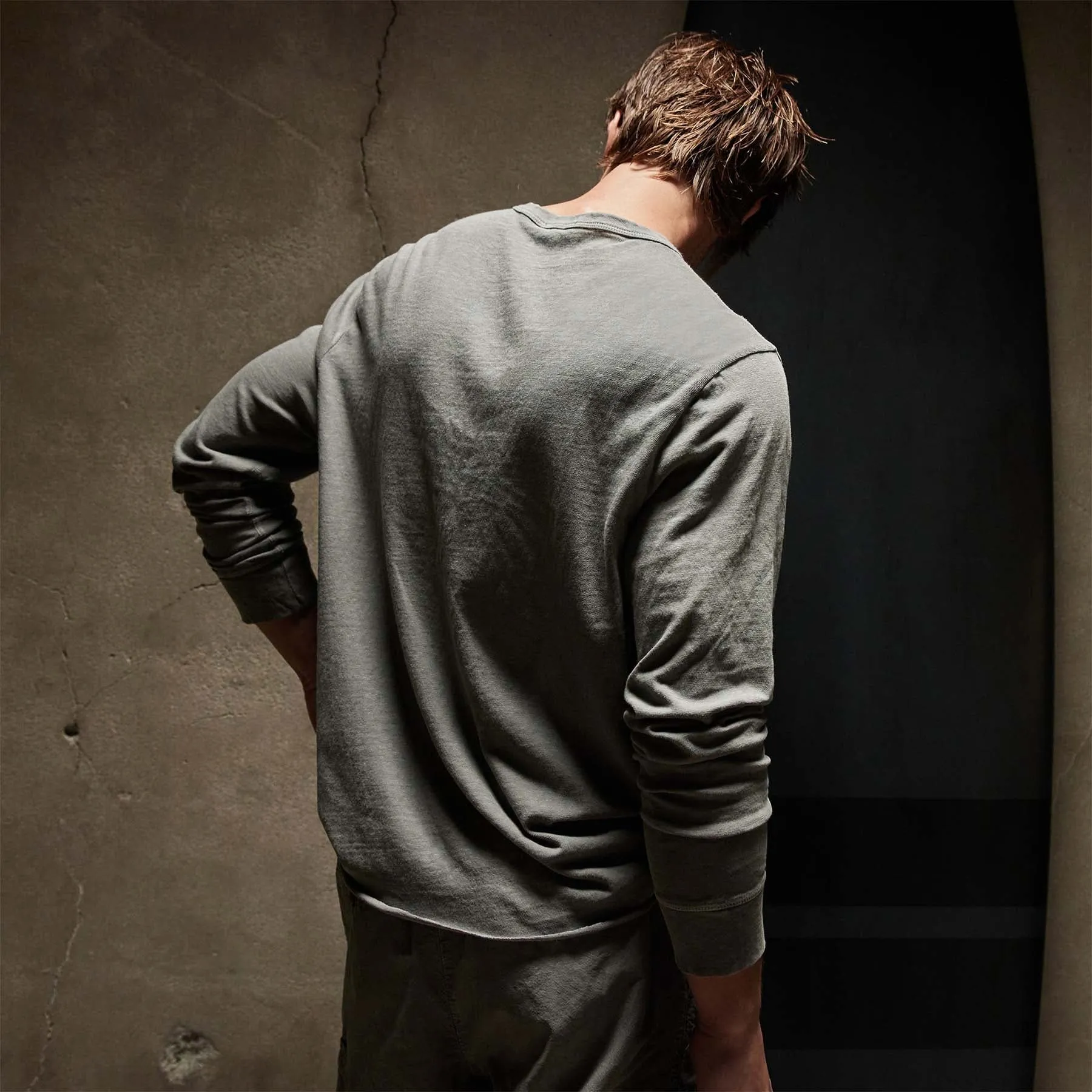 Slub Jersey Long Sleeve Crew - Silver Grey Pigment