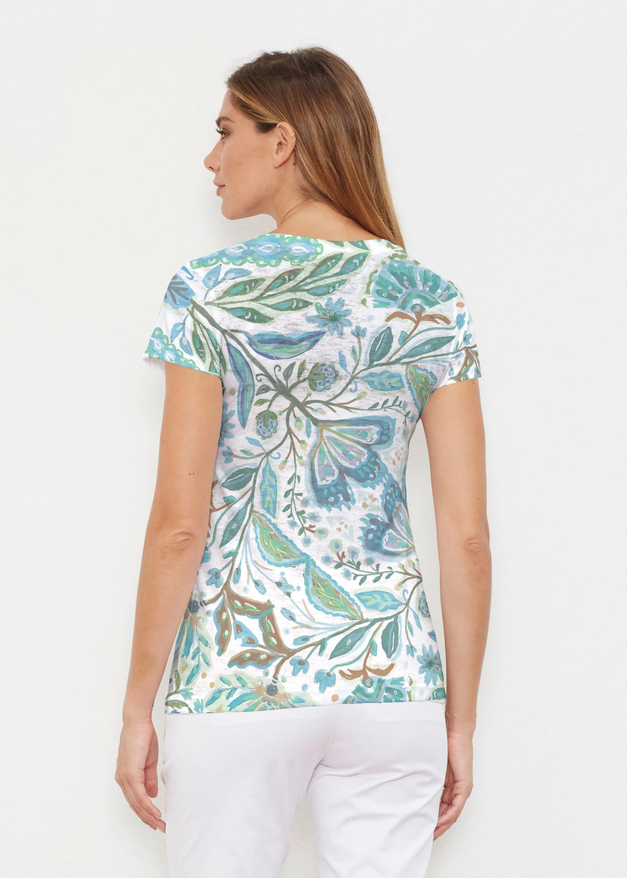 Spring Fantasy Green (17172) ~ Signature Cap Sleeve V-Neck Shirt