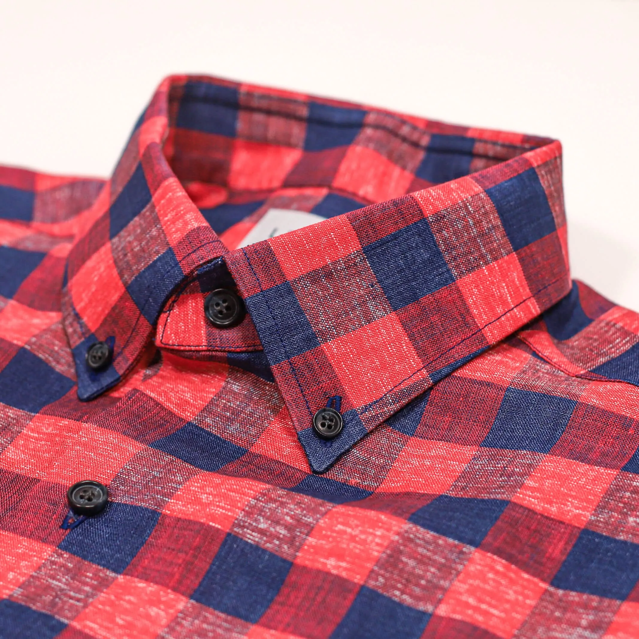 The Red Short Sleeve Frazier Linen Gingham Custom Shirt