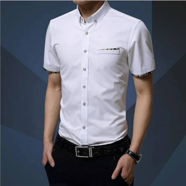 West Louis™ Short Sleeve Slim Fit Cotton Shirt