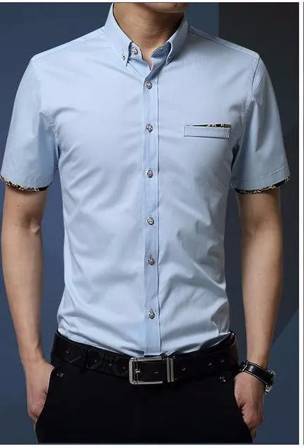 West Louis™ Short Sleeve Slim Fit Cotton Shirt